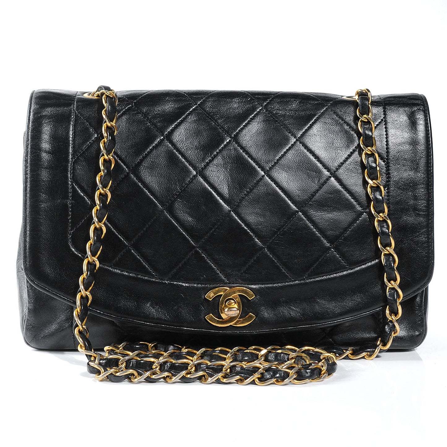 Lambskin Medium Single Flap Black