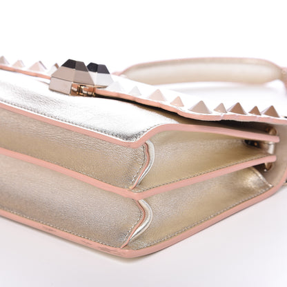 Fendi Vitello Catalan Mirror Scalloped Multi Studded Small Kan I Shoulder Bag Champagne 9 of 12