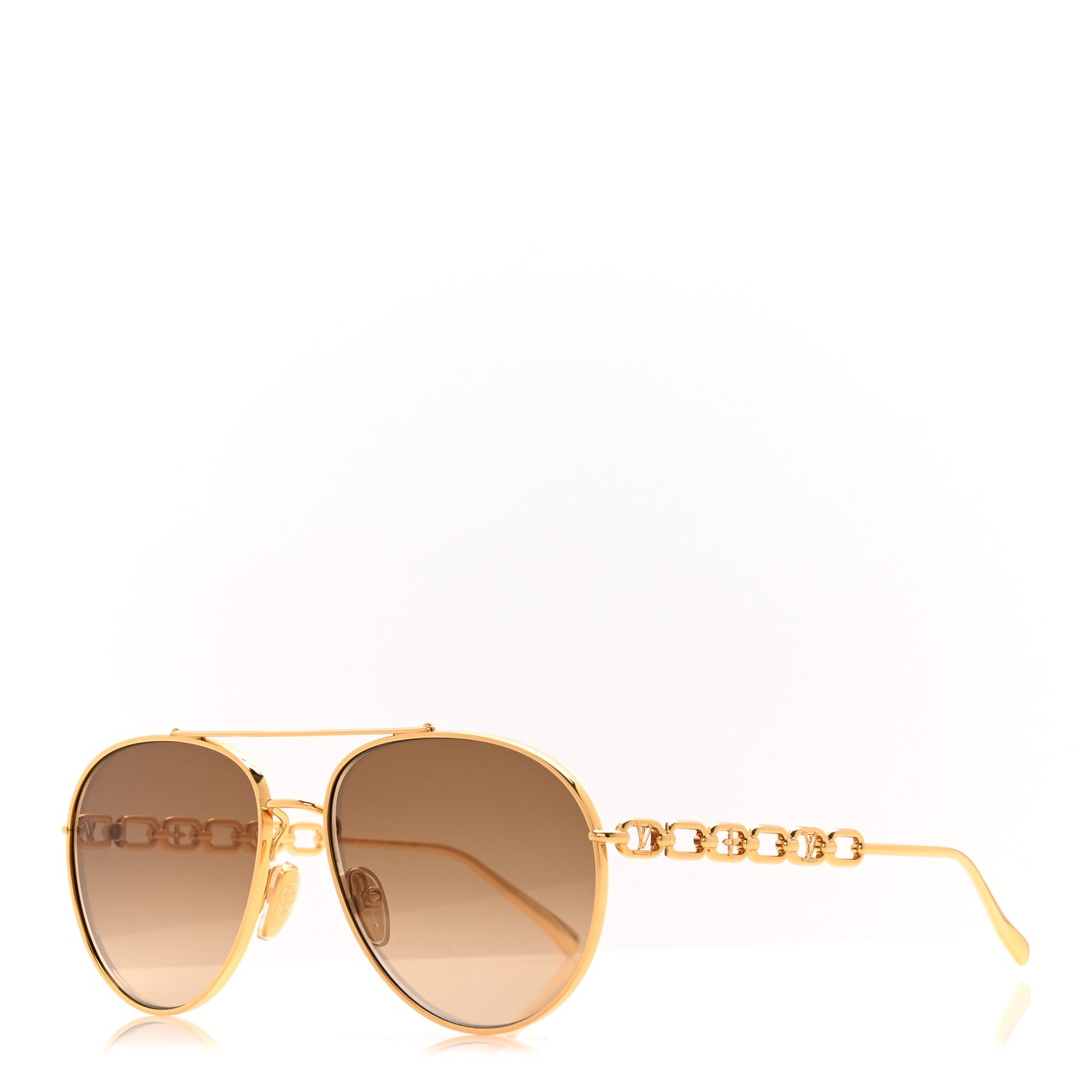 Louis Vuitton Metal My LV Chain Pilot Sunglasses Z1539W Gold 1 of 9