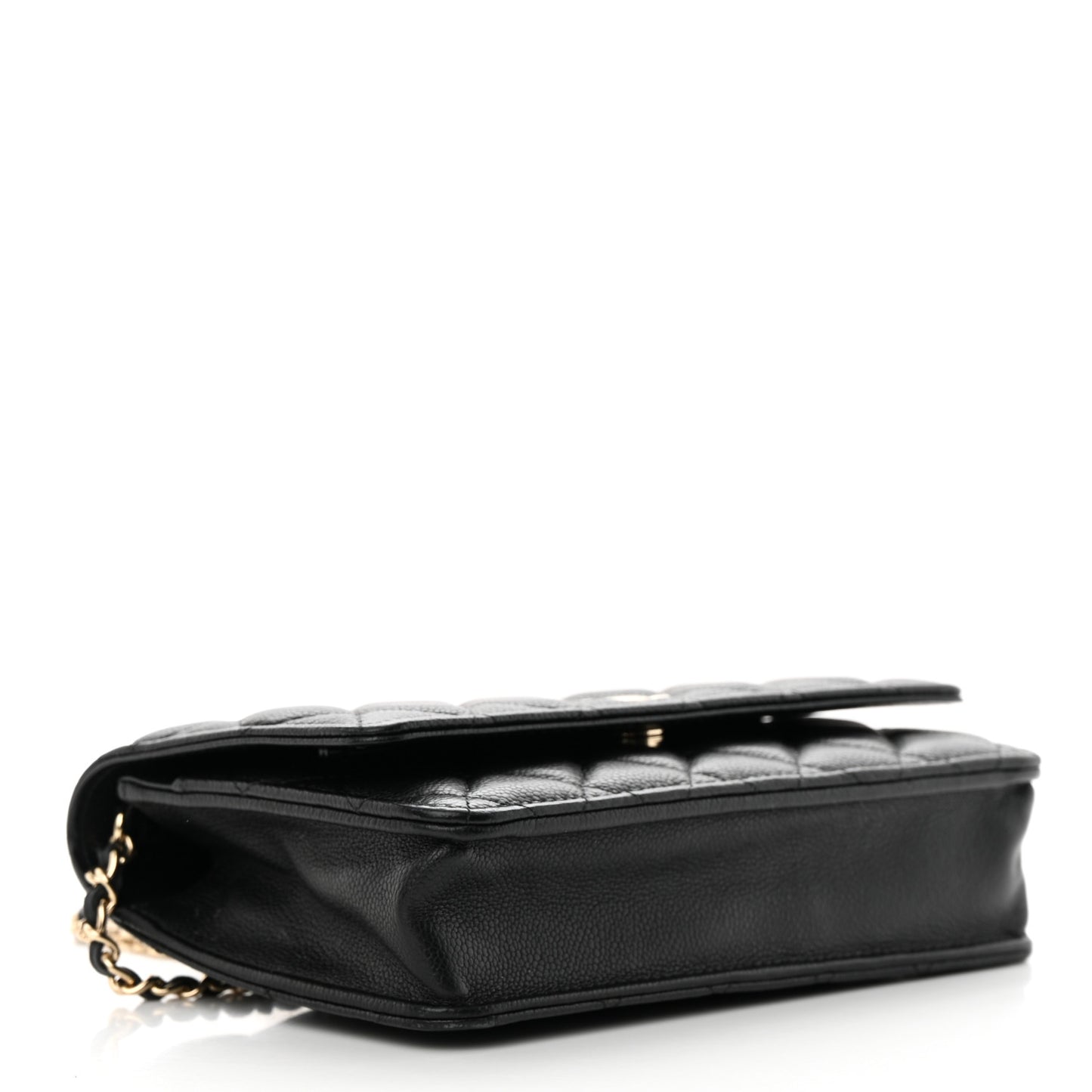 Caviar Quilted Tiny CC Wallet on Chain WOC Black
