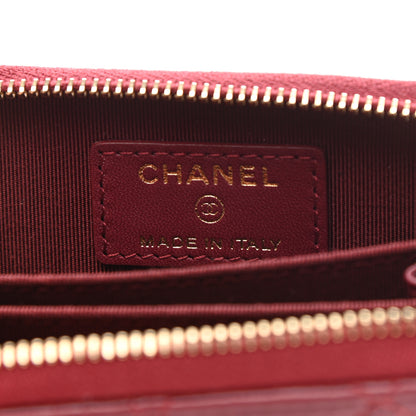 Chanel Lambskin Quilted Zip Around Coin Purse Wallet Burgundy 6 of 8
