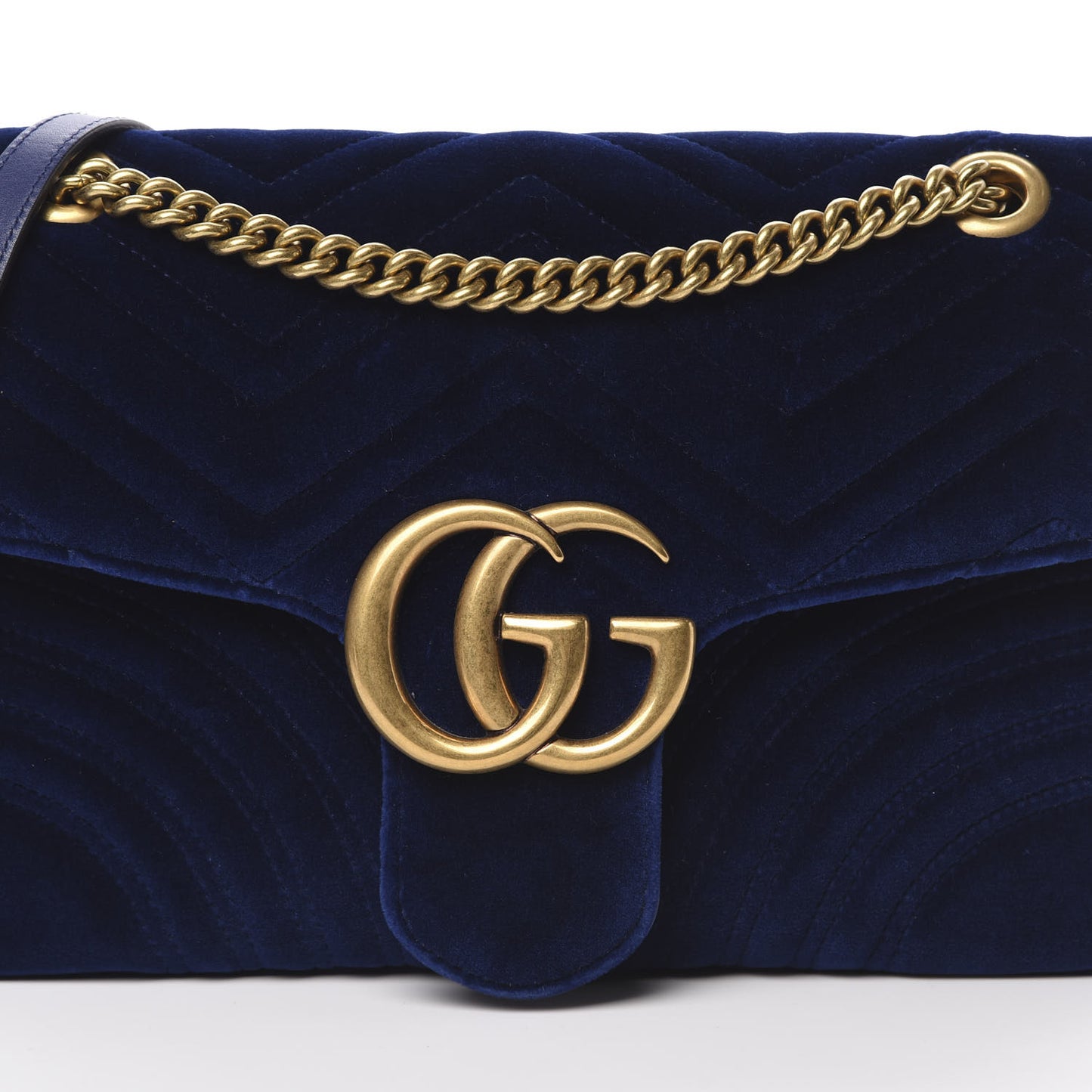 Velvet Matelasse Medium GG Marmont Shoulder Bag Cobalt Blue