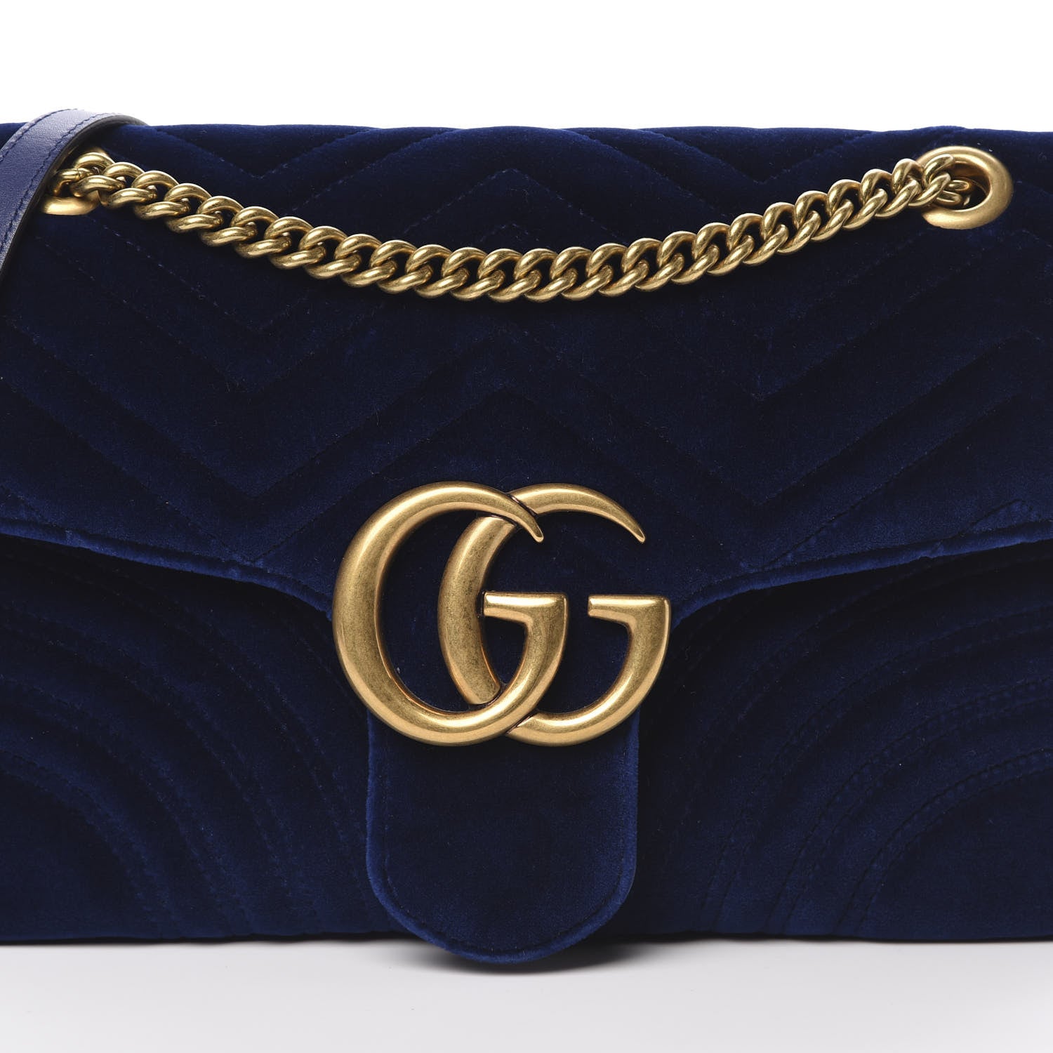 Gucci Velvet Matelasse Medium GG Marmont Shoulder Bag Cobalt Blue 8 of 14
