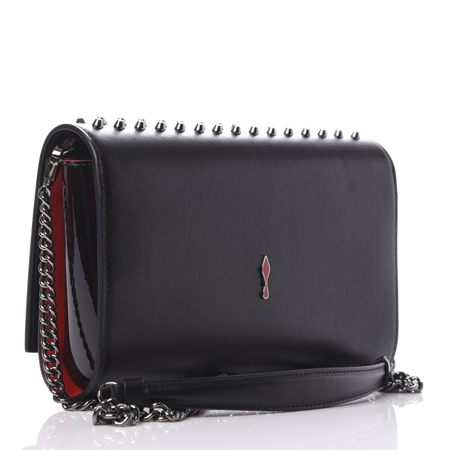 Calfskin Patent Spikes Paloma Clutch Black