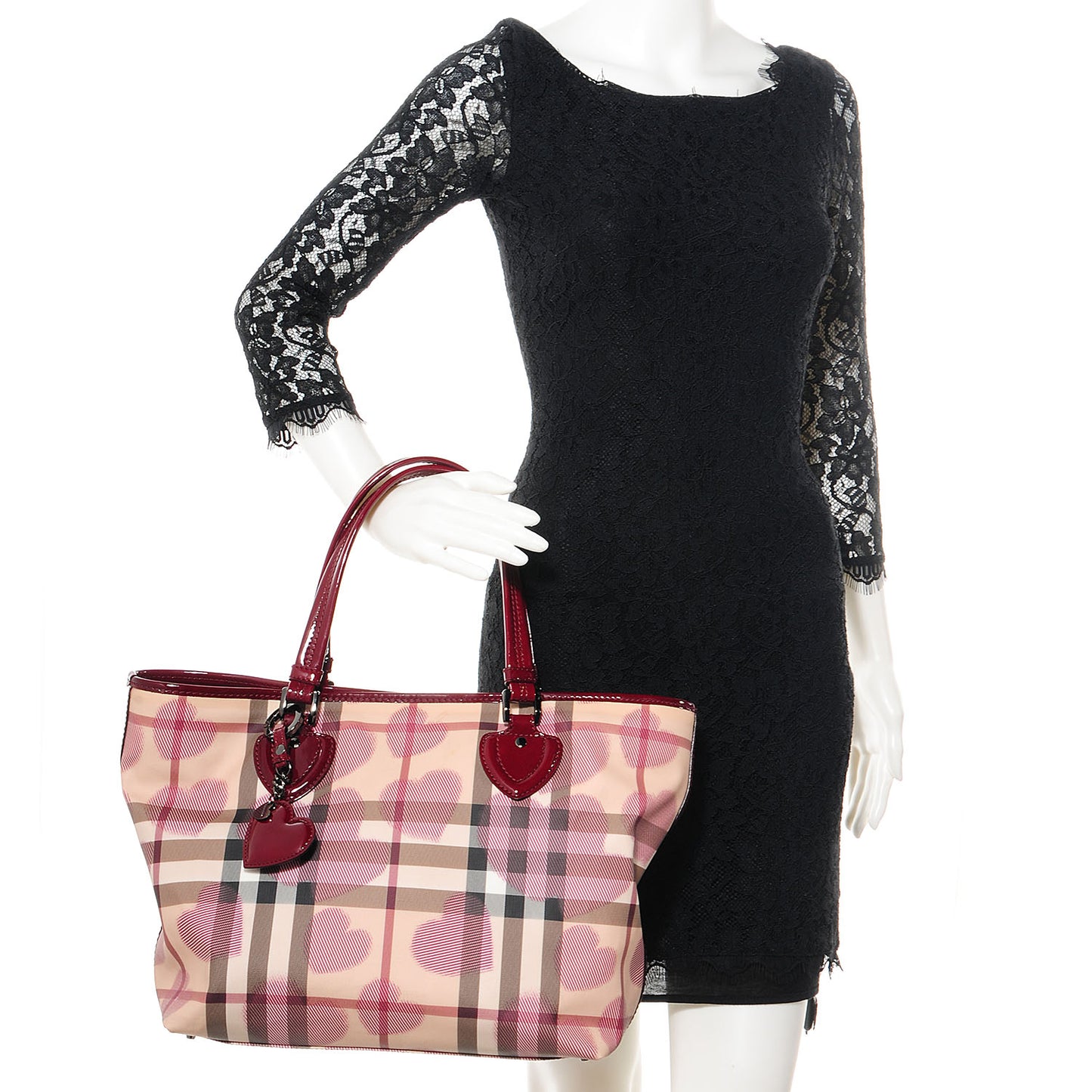 Nova Check Heart Gracie Diaper Tote Berry Red
