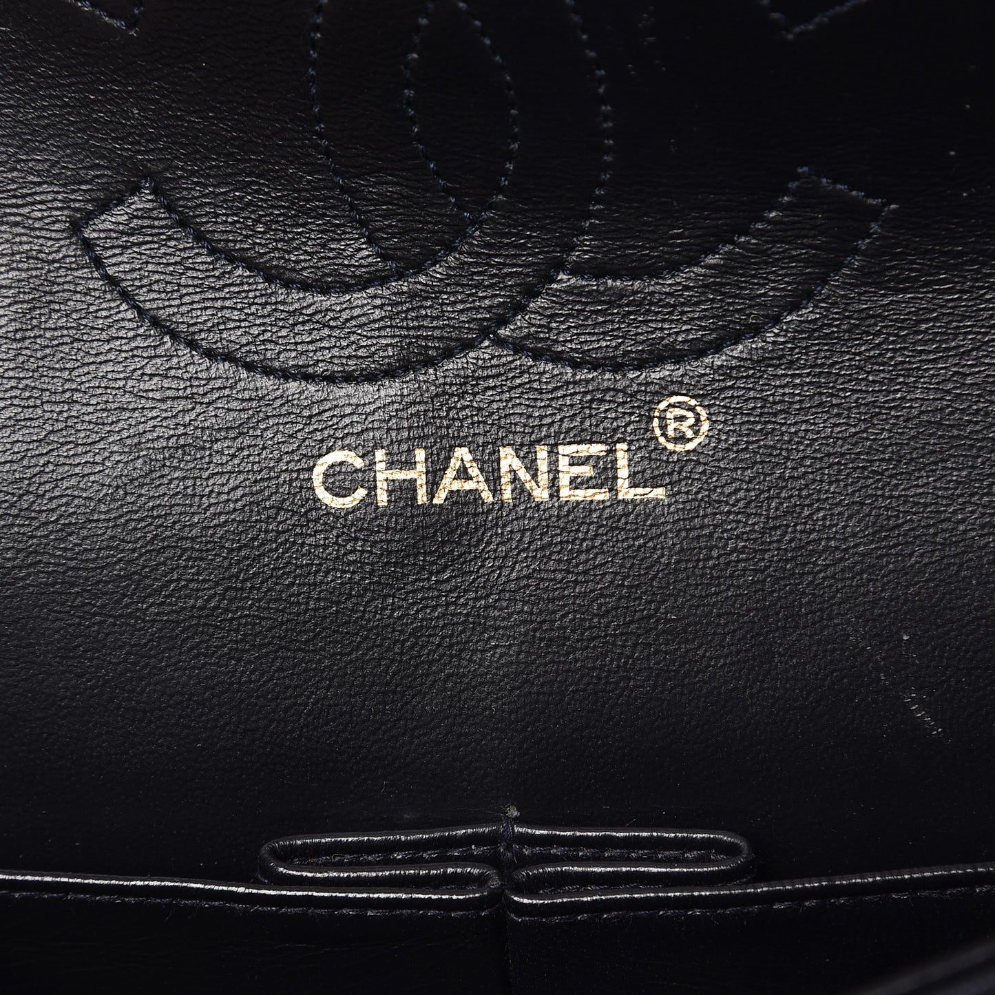Lambskin Quilted Medium Double Flap Navy
