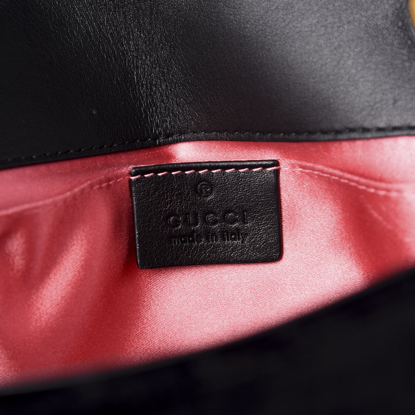 Velvet Matelasse Mini GG Marmont Shoulder Bag Black