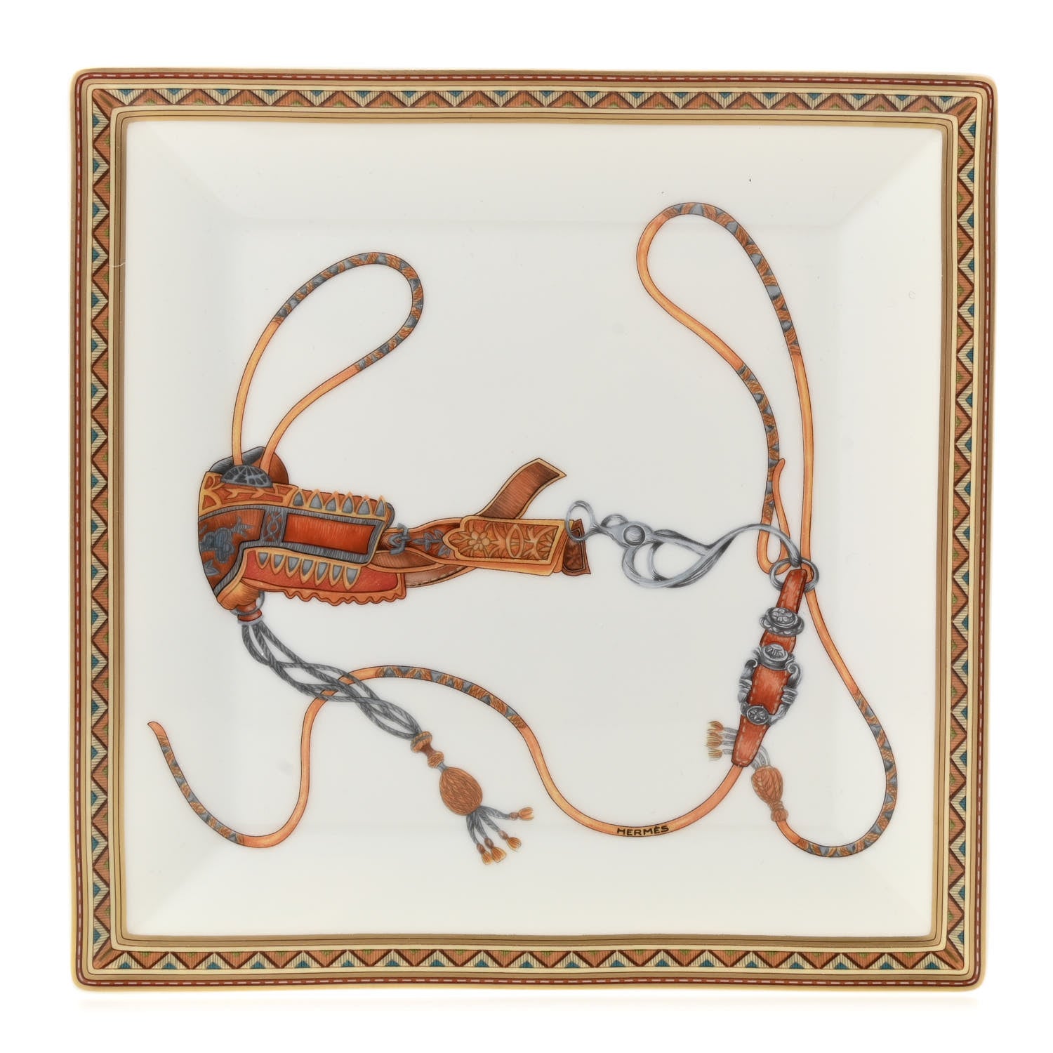Hermes Porcelain Cheval d’Orient Square Plate 1 of 6