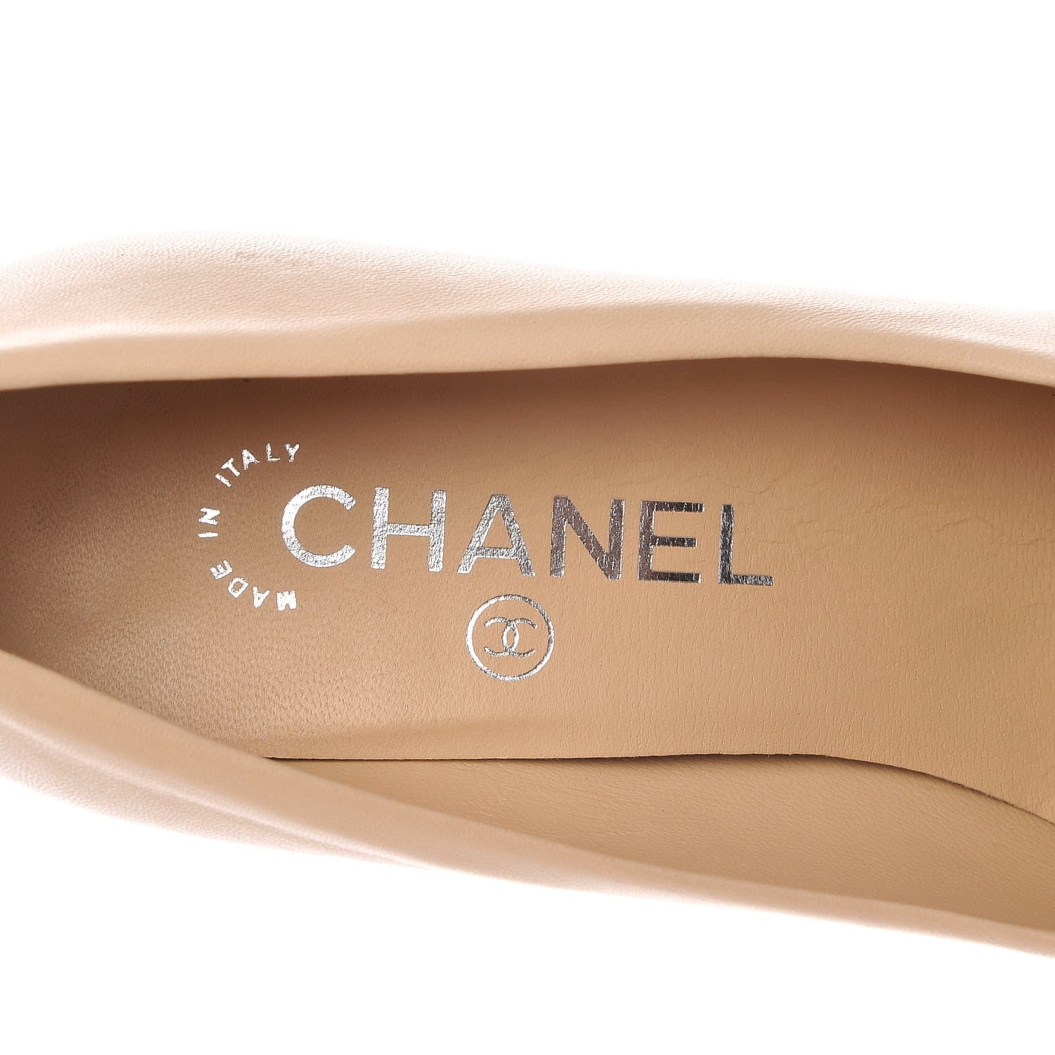 Chanel Calfskin CC Cap Toe Platform Chain Pumps 37 Beige Black 8 of 14