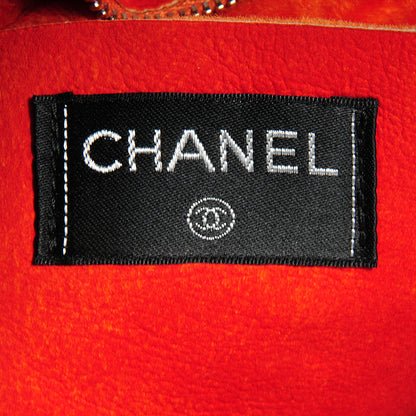 Chanel Suede Shearling Fur Shoulder Bag Orange 7 of 8