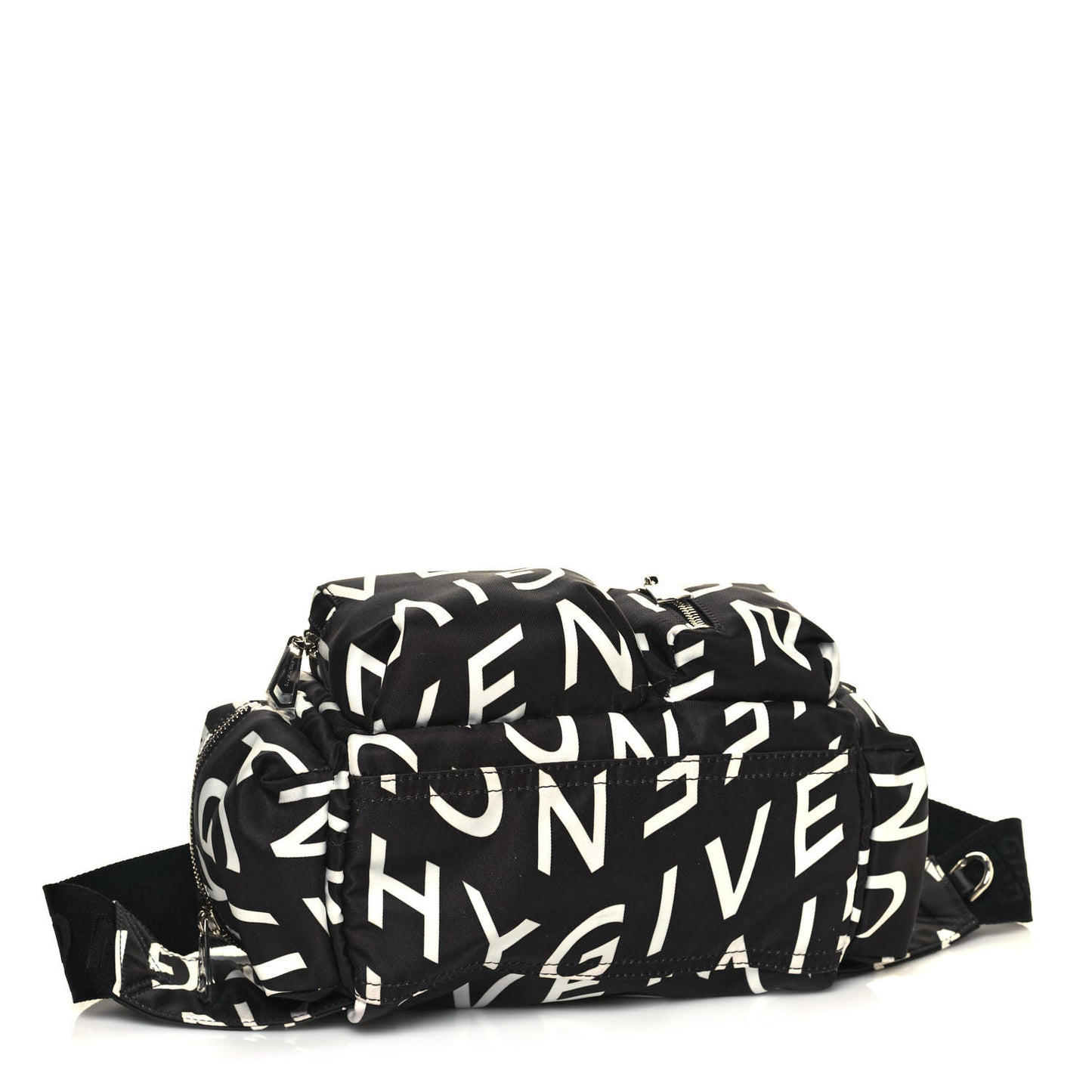 Nylon Allover Logo Belt Bag Black