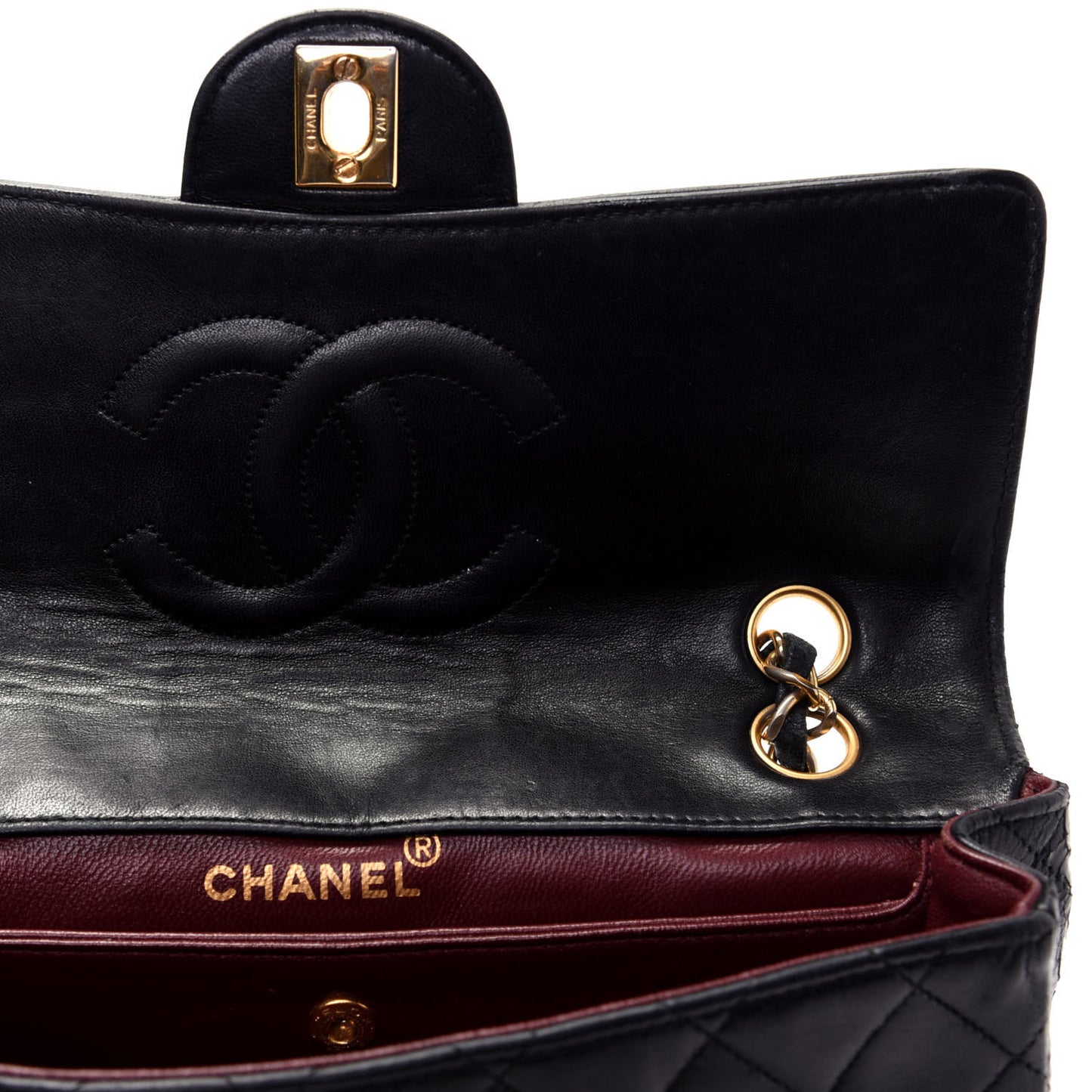 Lambskin Quilted Medium Single Flap Black