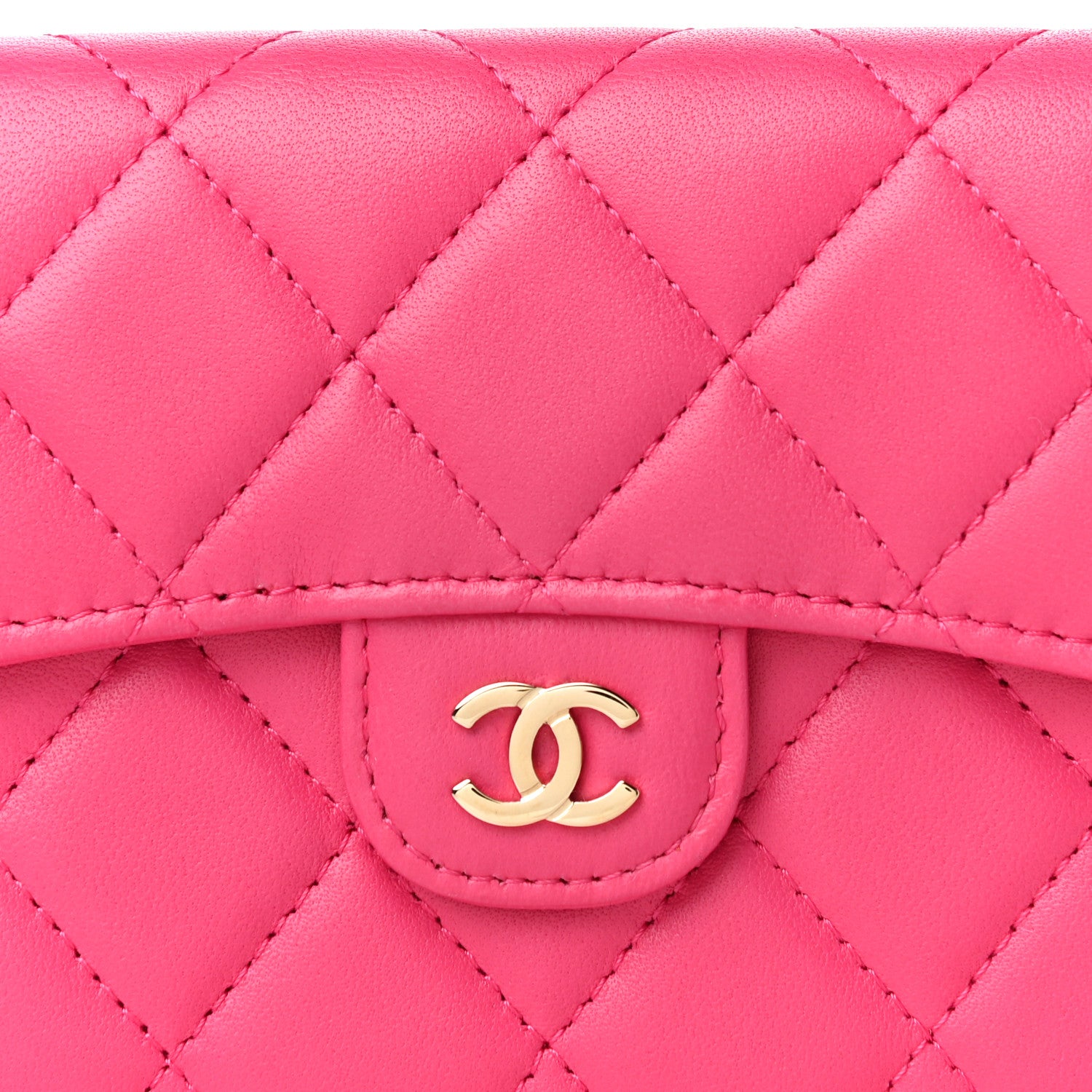 Chanel Lambskin Quilted Compact Flap Wallet Pink 9 of 13