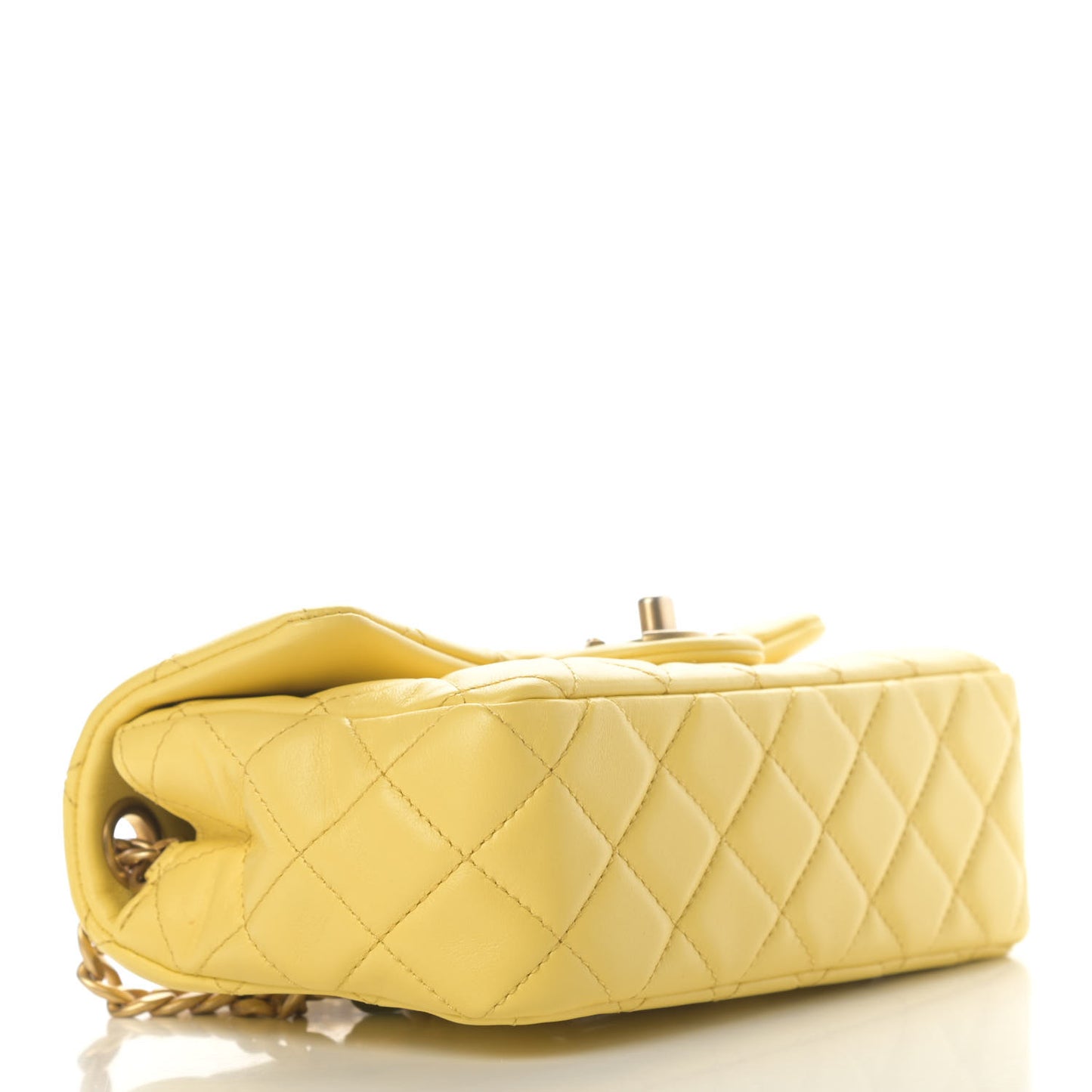Lambskin Resin Quilted Mini Rectangular Pearl Samba Flap Yellow