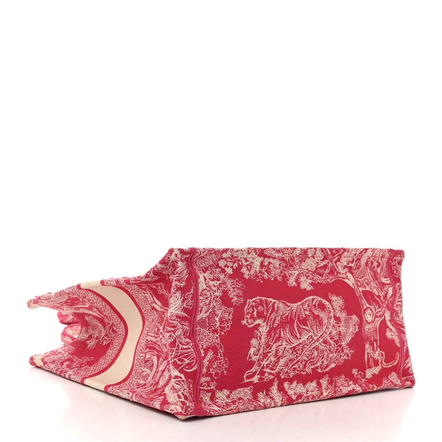 Canvas Embroidered Medium Dioriviera Toile De Jouy Book Tote Raspberry