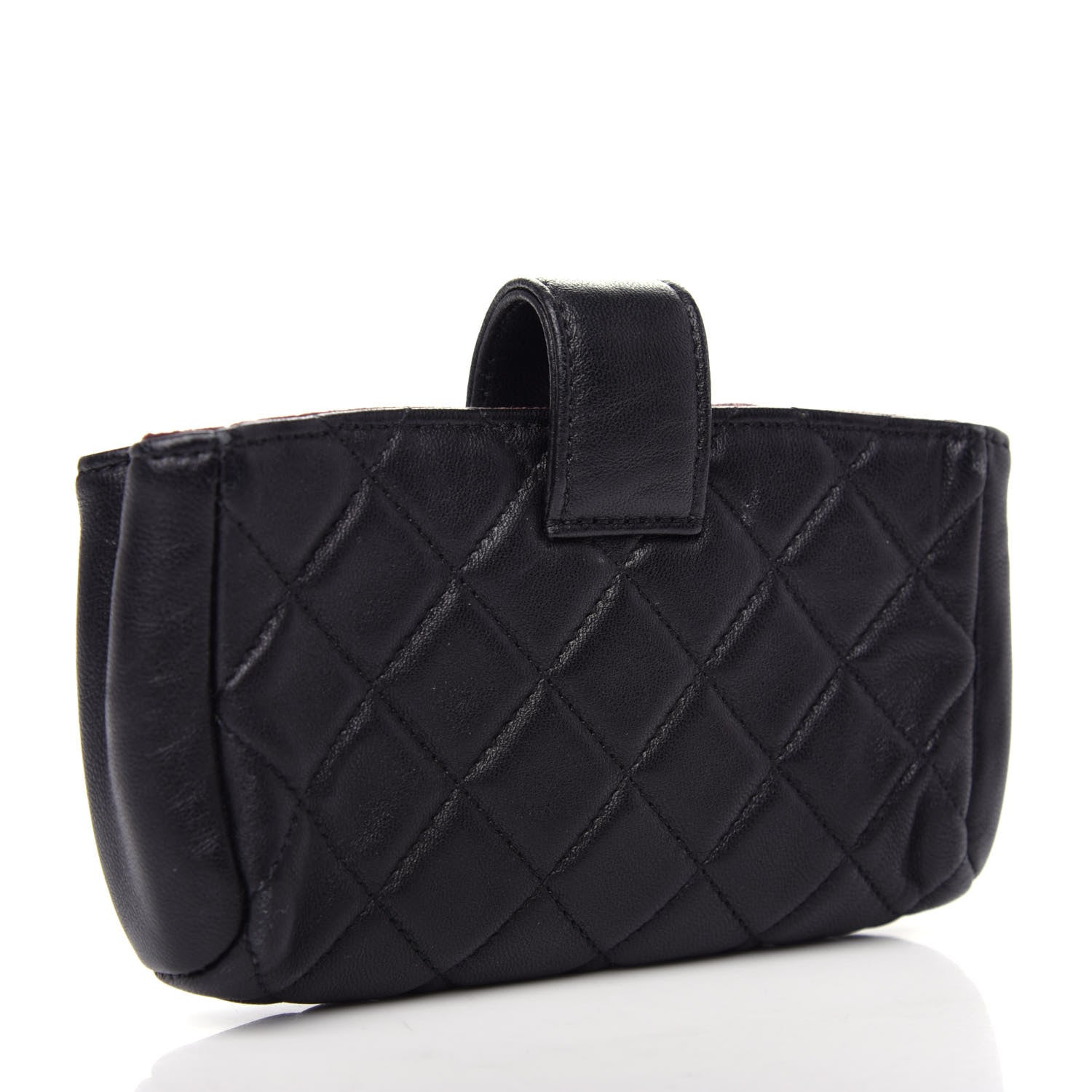 Chanel Lambskin Quilted Mini Phone Holder Clutch Black 3 of 7