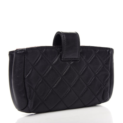 Chanel Lambskin Quilted Mini Phone Holder Clutch Black 3 of 7