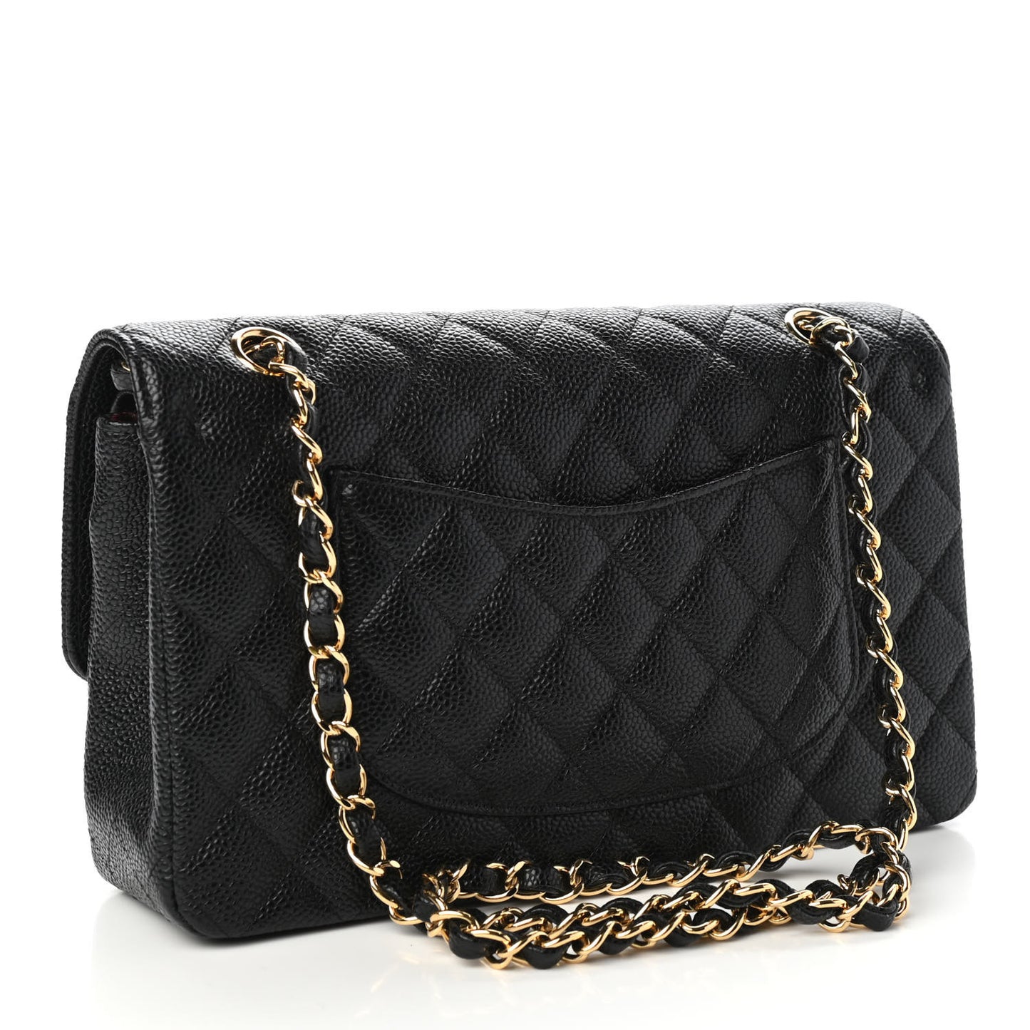 Caviar Quilted Medium Double Flap Black