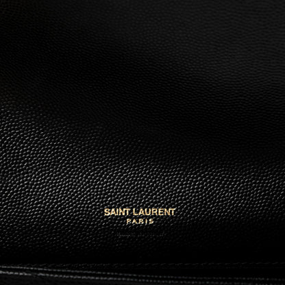 Saint Laurent Grain De Poudre Matelasse Chevron Monogram Envelope Clutch Black 6 of 6
