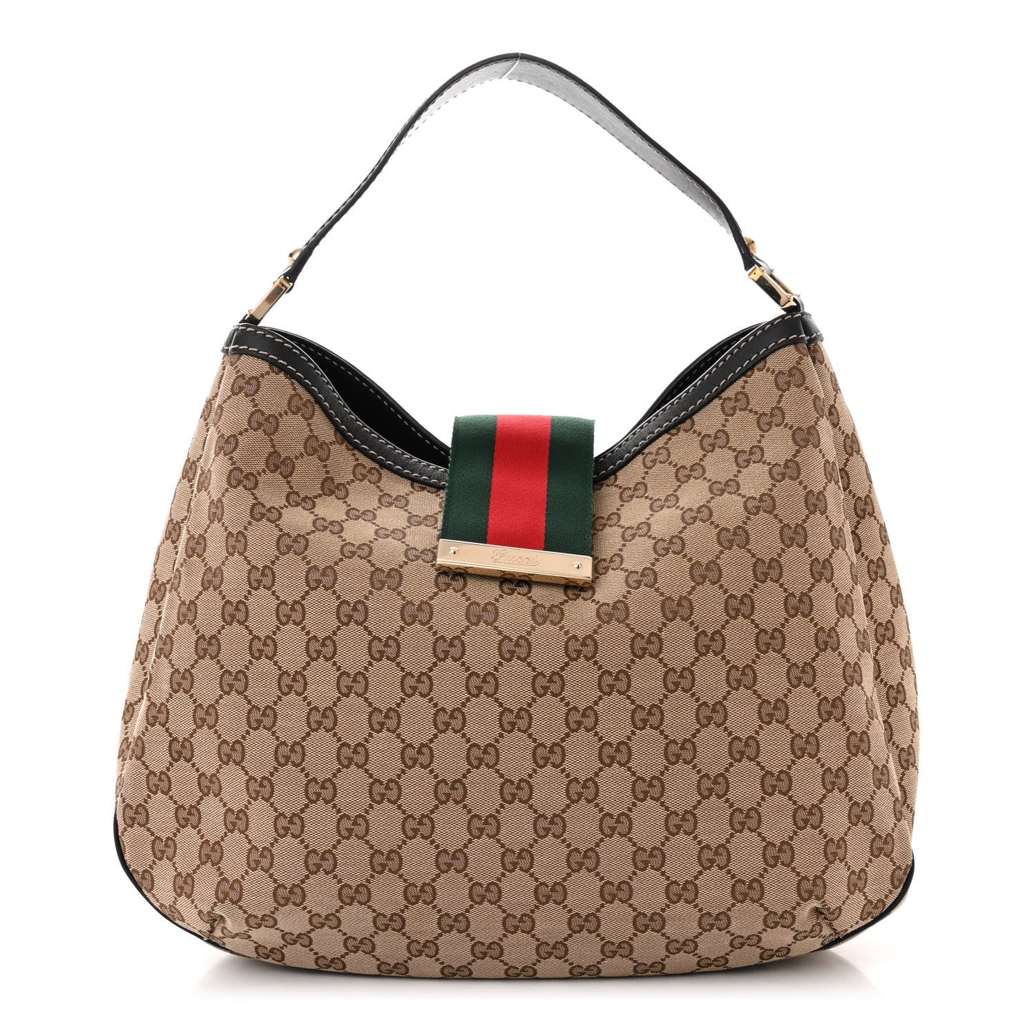 Gucci Monogram Large New Ladies Web Hobo Dark Brown 1 of 10