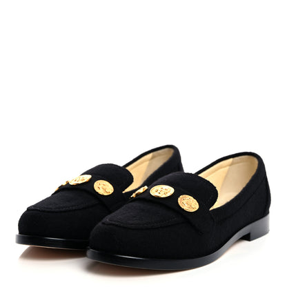 Chanel Tweed Medallion Loafers 39 Black 3 of 8