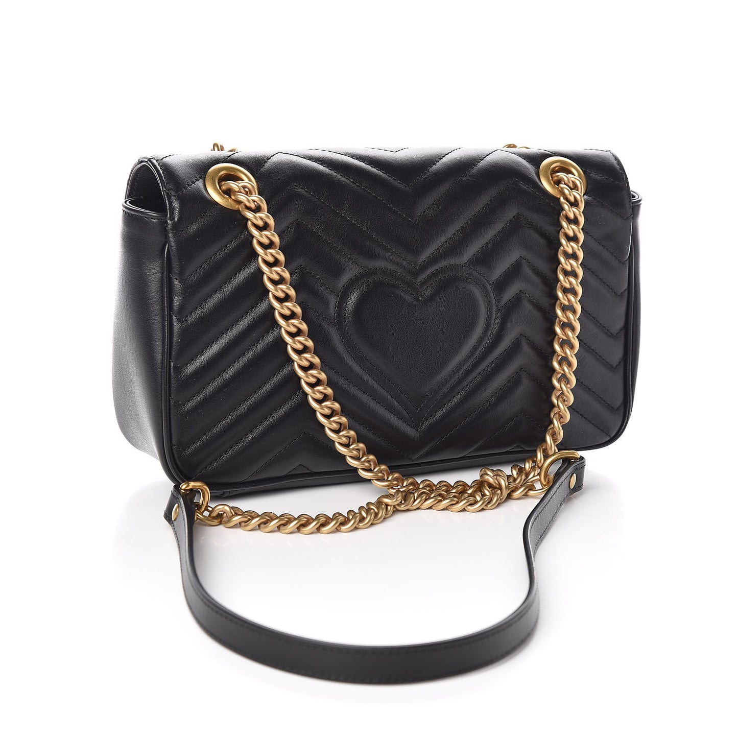 Calfskin Matelasse Small GG Marmont Shoulder Bag Black