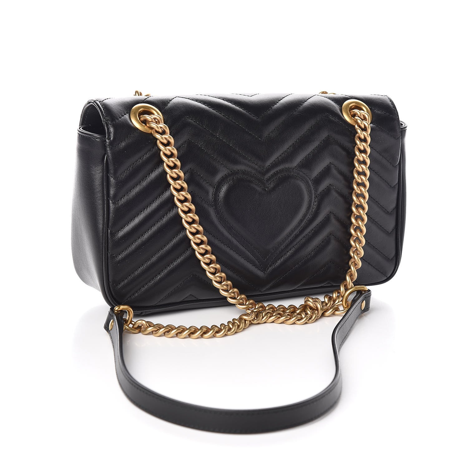 Gucci Calfskin Matelasse Small GG Marmont Shoulder Bag Black 3 of 12