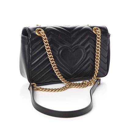 Gucci Calfskin Matelasse Small GG Marmont Shoulder Bag Black 3 of 12