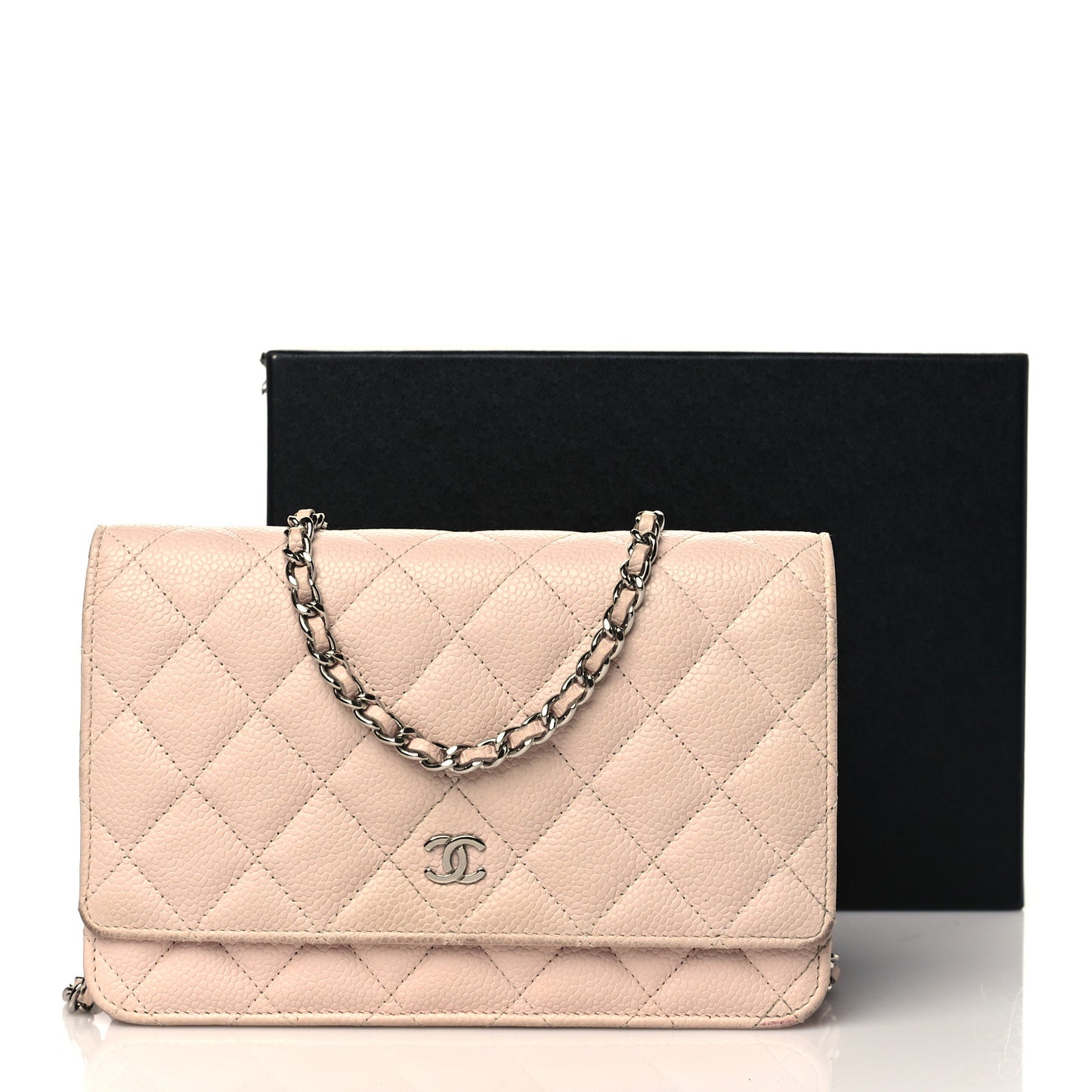 Caviar Quilted Wallet On Chain WOC Light Pink