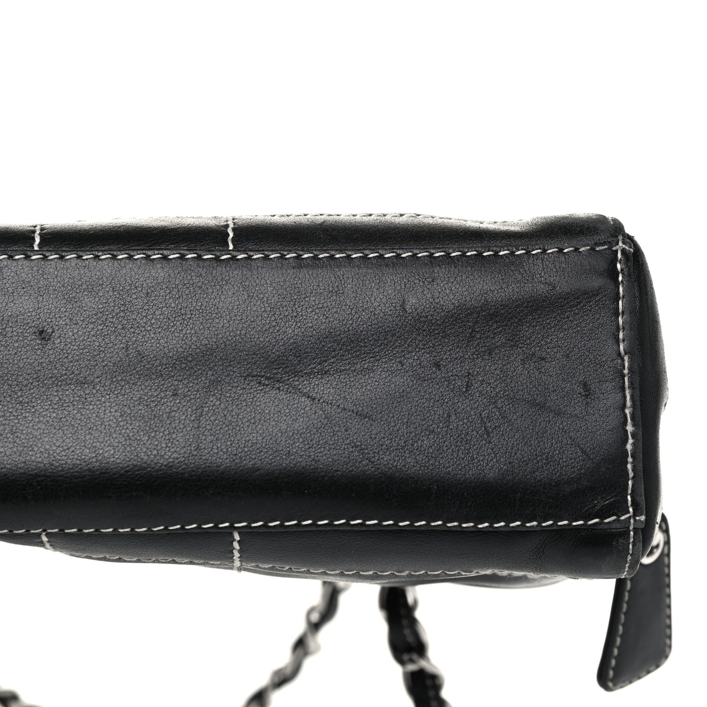 Lambskin Square Stitched Shoulder Bag Black