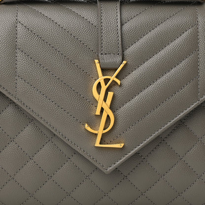 Saint Laurent Grain De Poudre Textured Mixed Matelasse Medium Triquilt Monogram Satchel Earth 8 of 10
