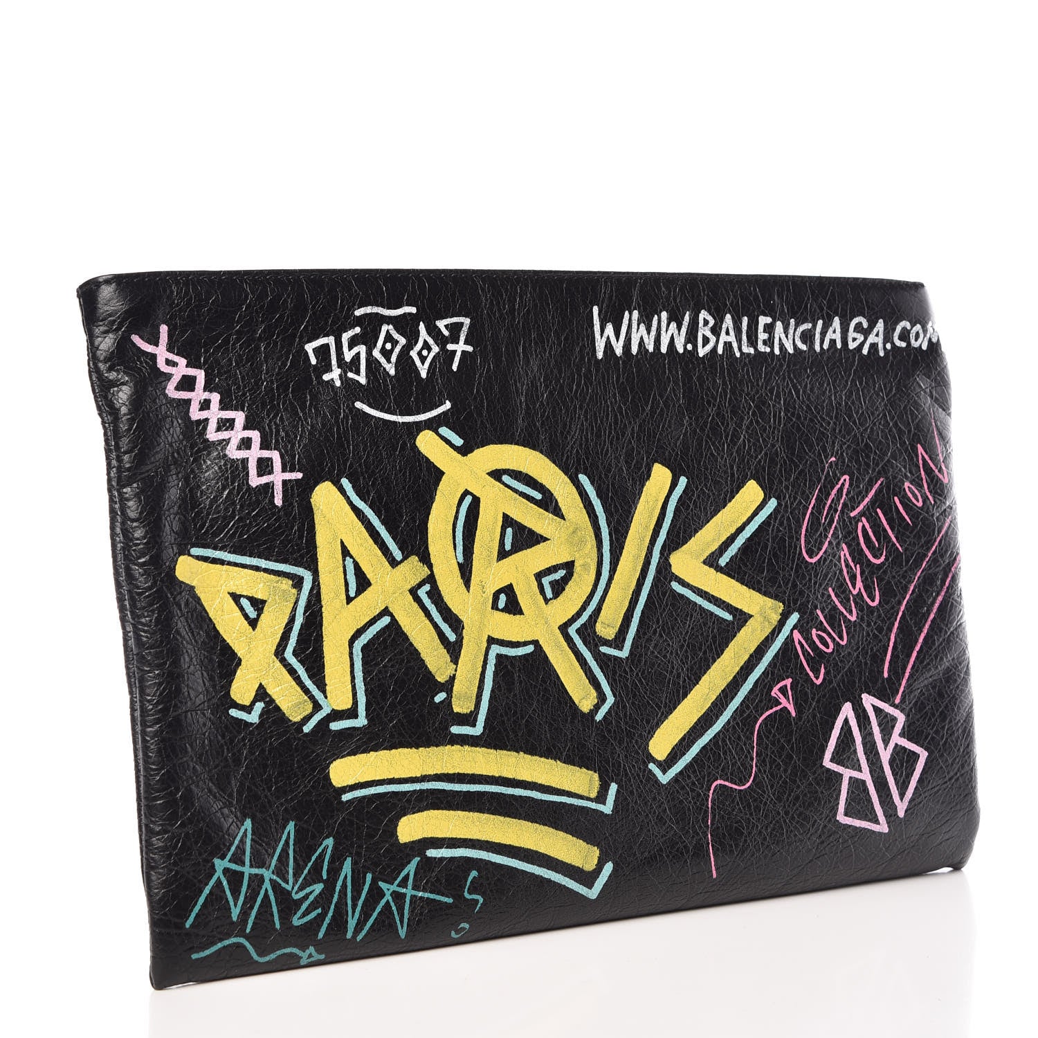 Balenciaga Agneau Arena Graffiti All Over Explorer Pouch Black Multicolor 3 of 8