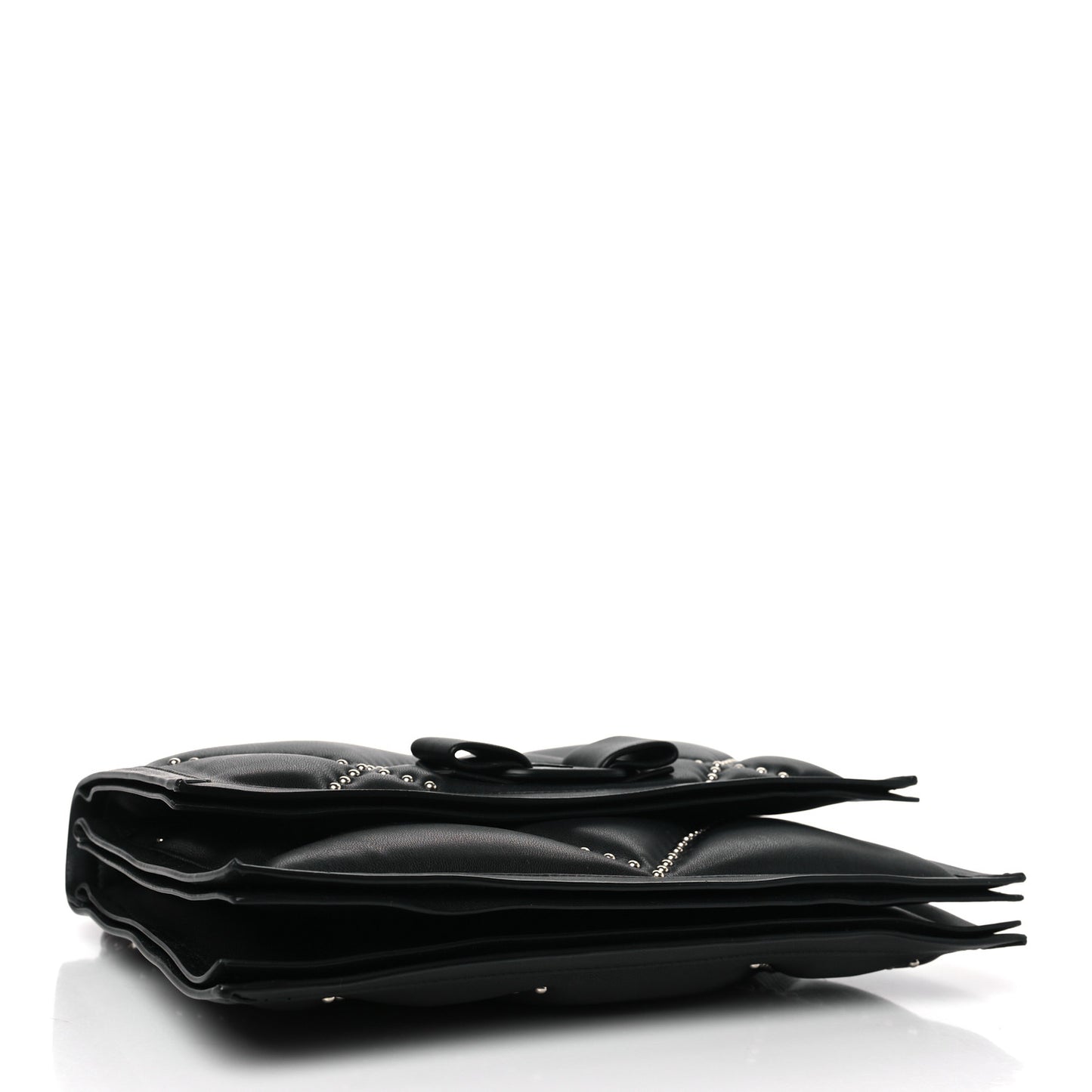 Calfskin Studded Small Viva Bow Shoulder Bag Schwarz