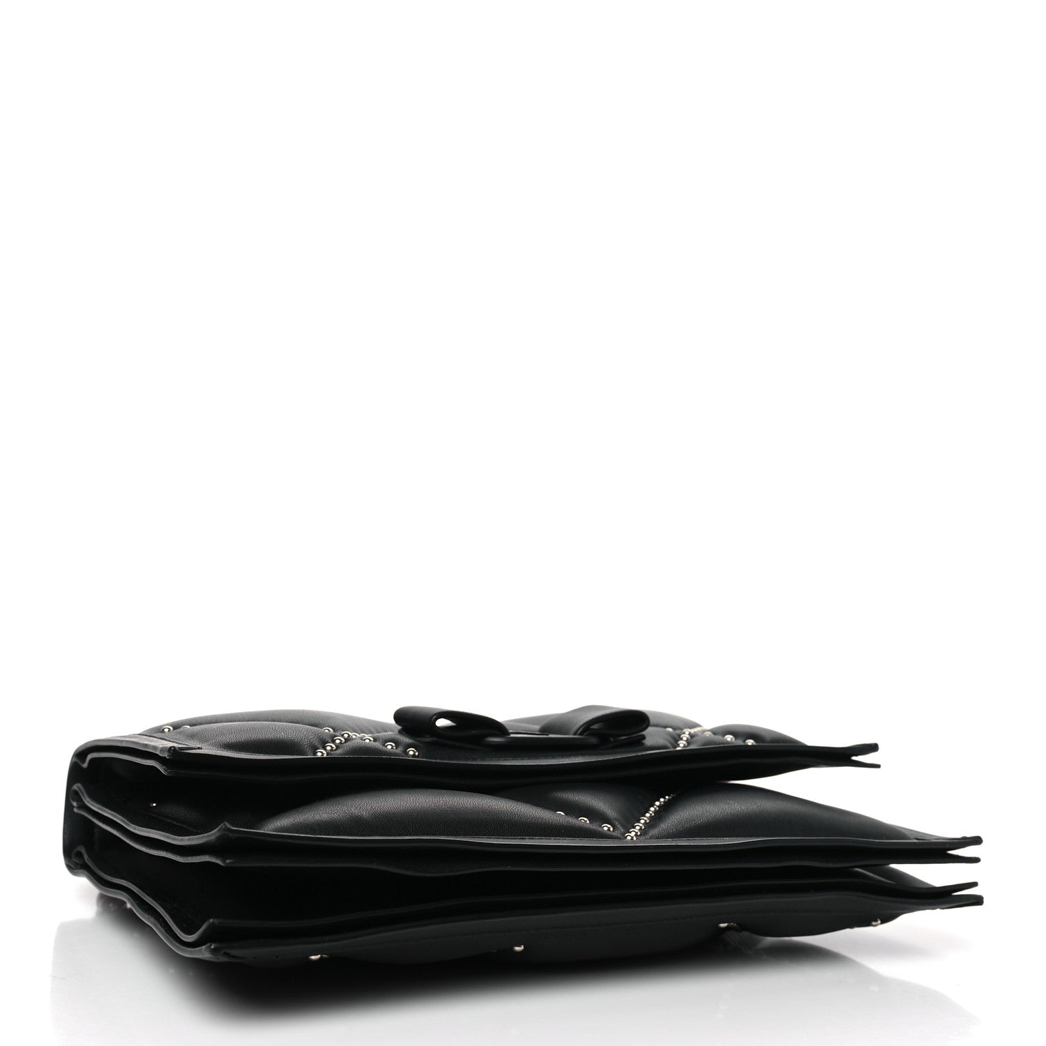 Salvatore Ferragamo Calfskin Studded Small Viva Bow Shoulder Bag Schwarz 4 of 9
