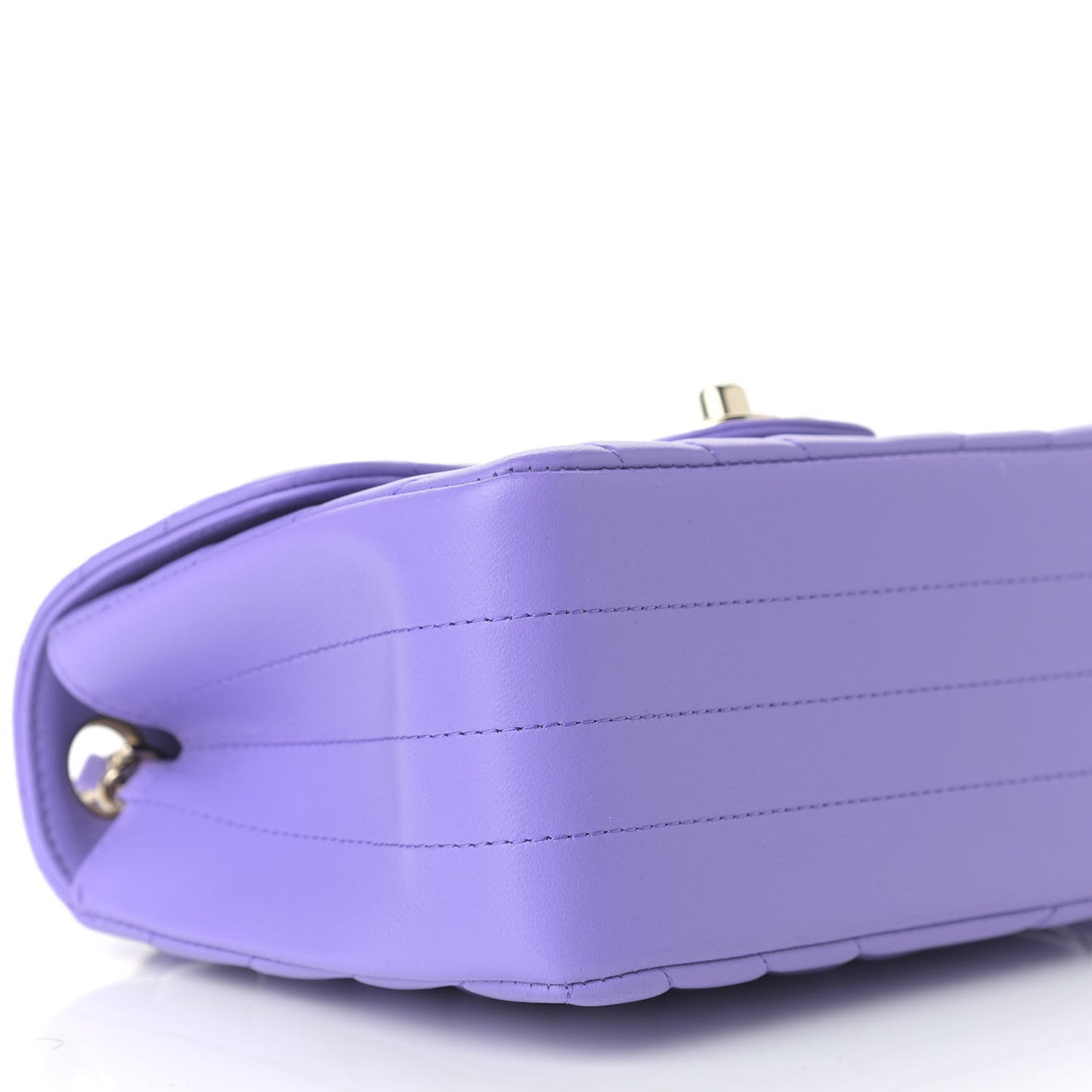 Lambskin Chevron Quilted Mini Square Flap Purple