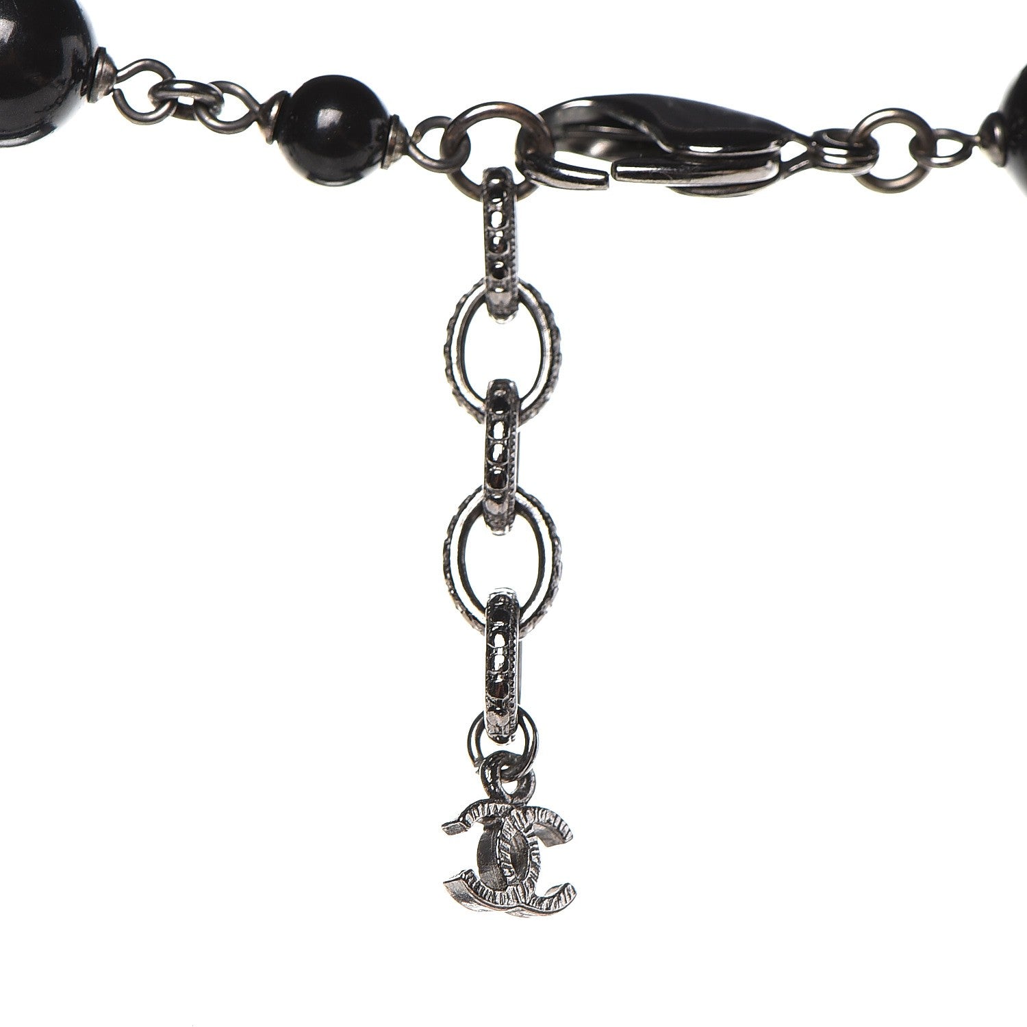 Chanel Ruthenium Pearl Beaded CC Short Necklace Black 4 of 5