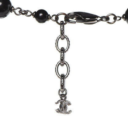 Chanel Ruthenium Pearl Beaded CC Short Necklace Black 4 of 5