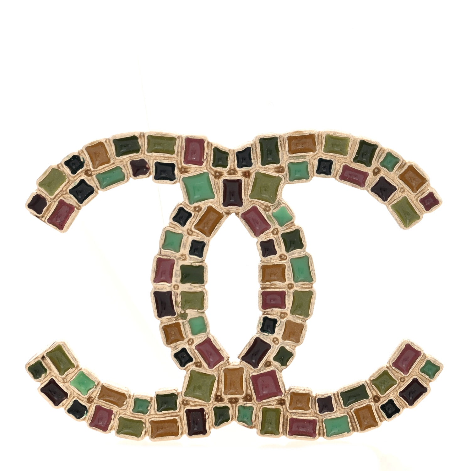 Chanel Enamel CC Brooch Gold Multicolor 1 of 3