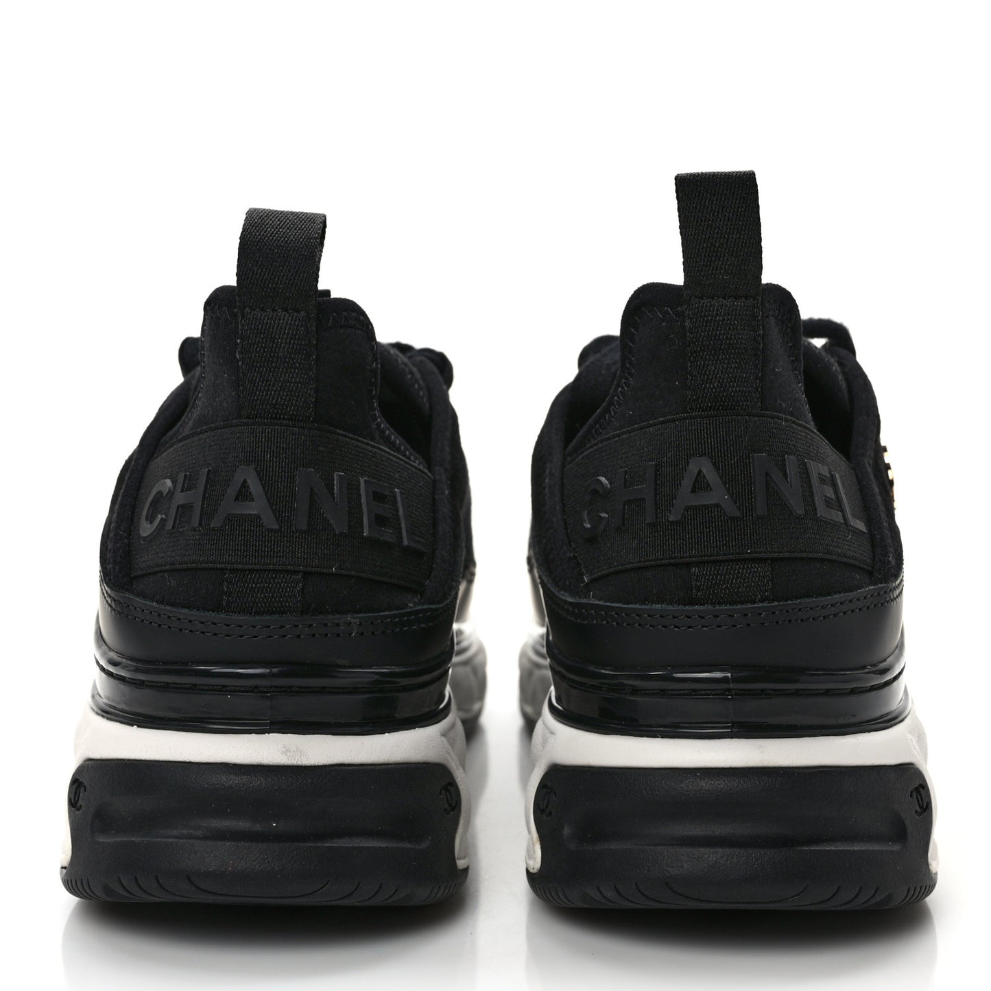 Velvet Calfskin Mixed Fibers CC Sneakers 38 Black