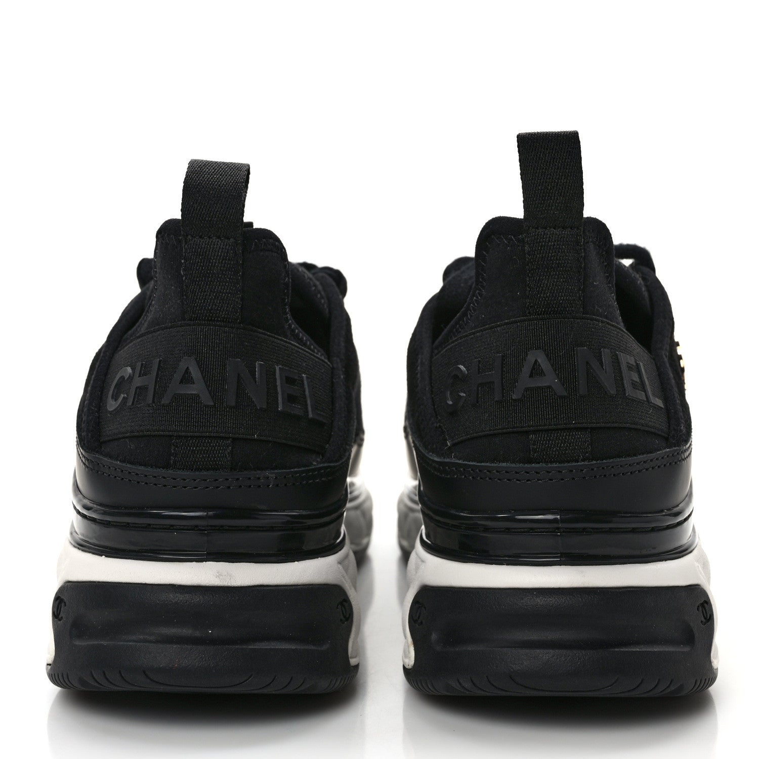 Chanel Velvet Calfskin Mixed Fibers CC Sneakers 38 Black 5 of 10