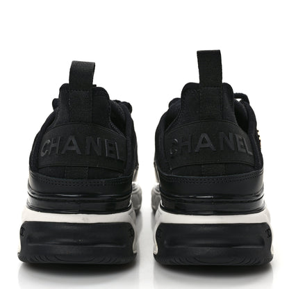 Chanel Velvet Calfskin Mixed Fibers CC Sneakers 38 Black 5 of 10