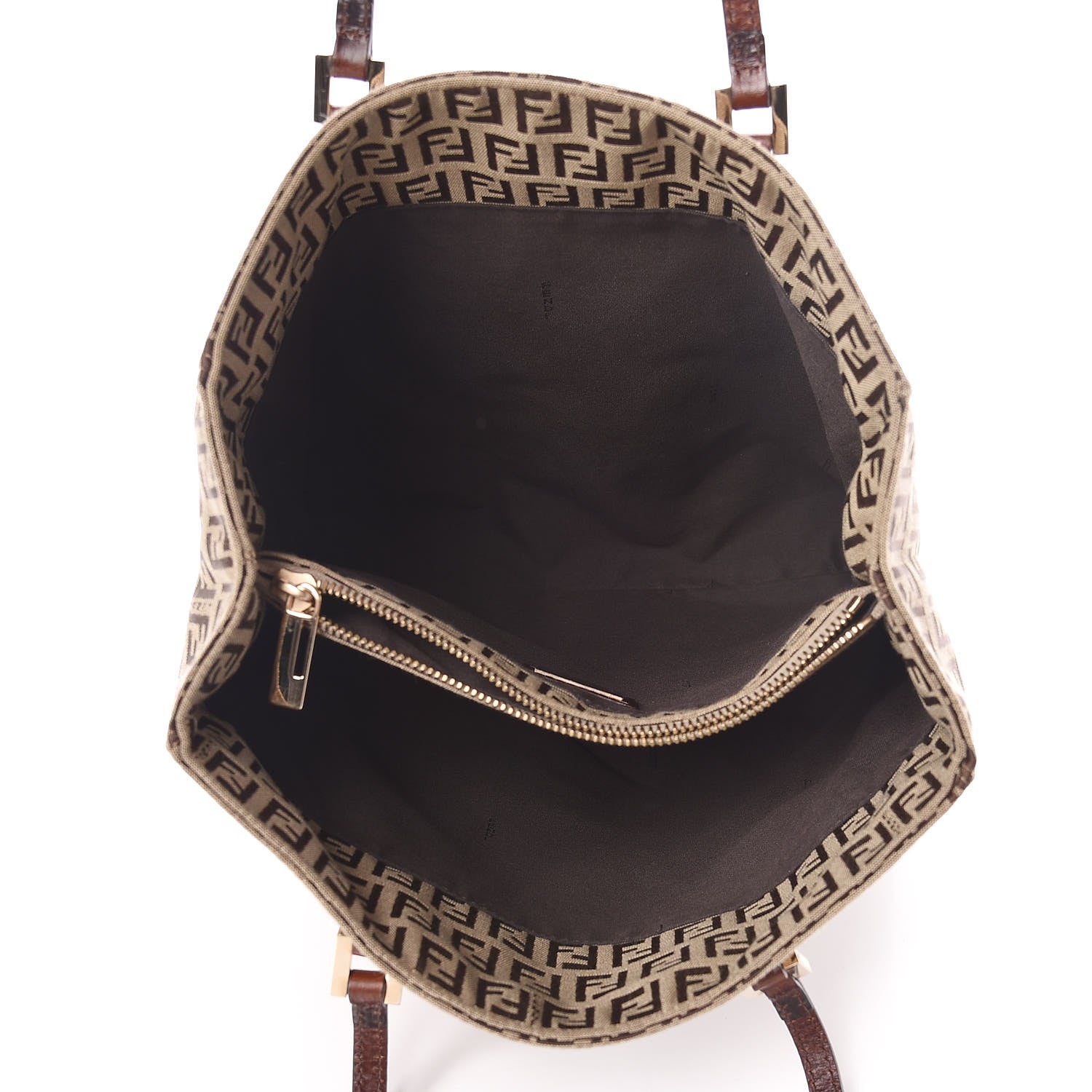Fendi Zucchino Vitello Tote Mogano Panna Bruciato 5 of 14