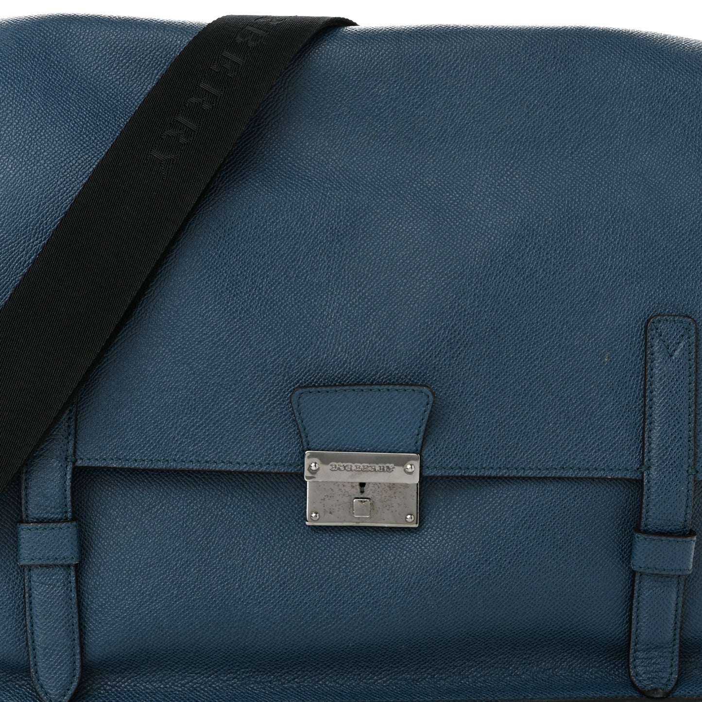 London Grainy Calfskin Rivendale Messenger Bag Blue