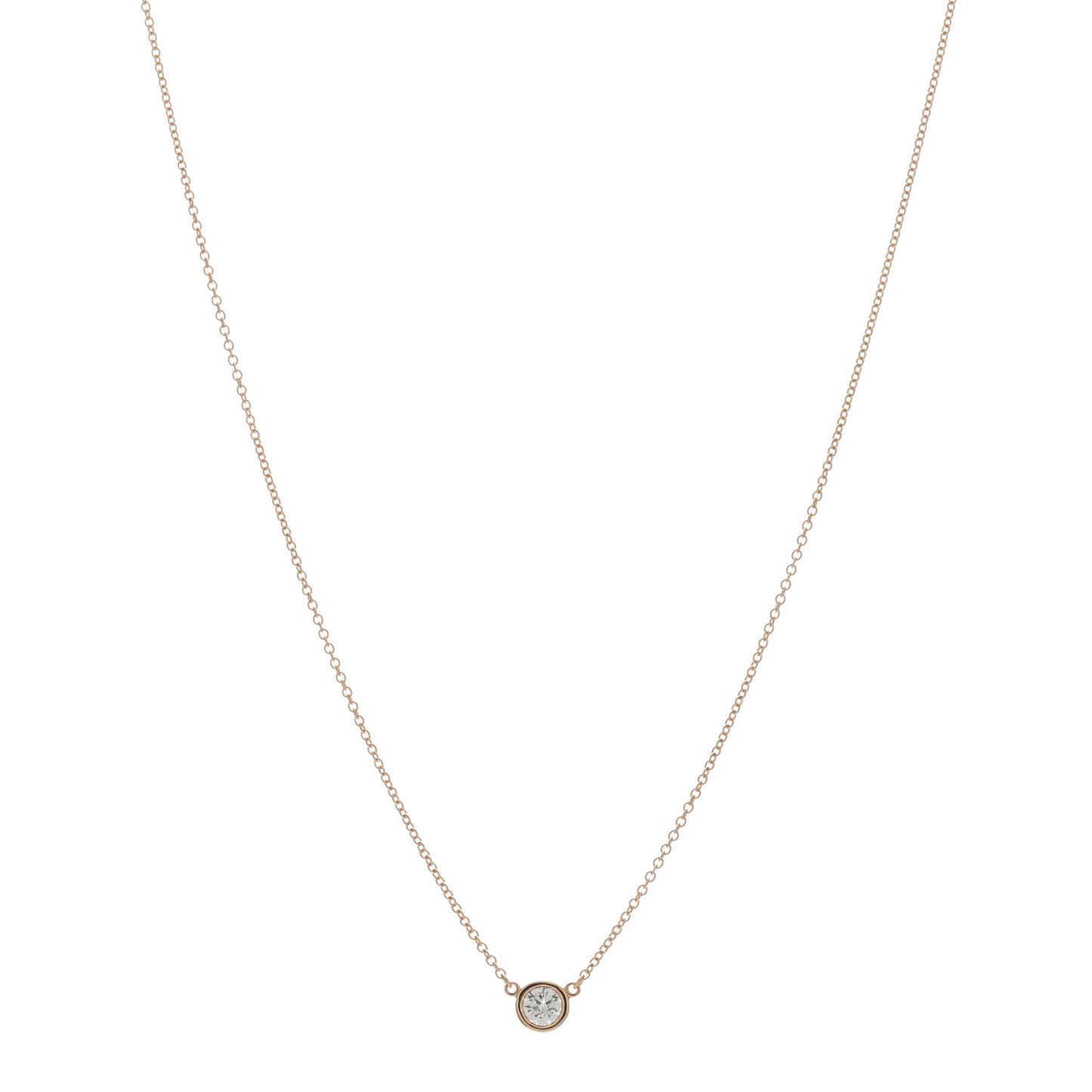 18K Rose Gold Diamond .25ct Elsa Peretti Diamonds by the Yard Pendant Necklace