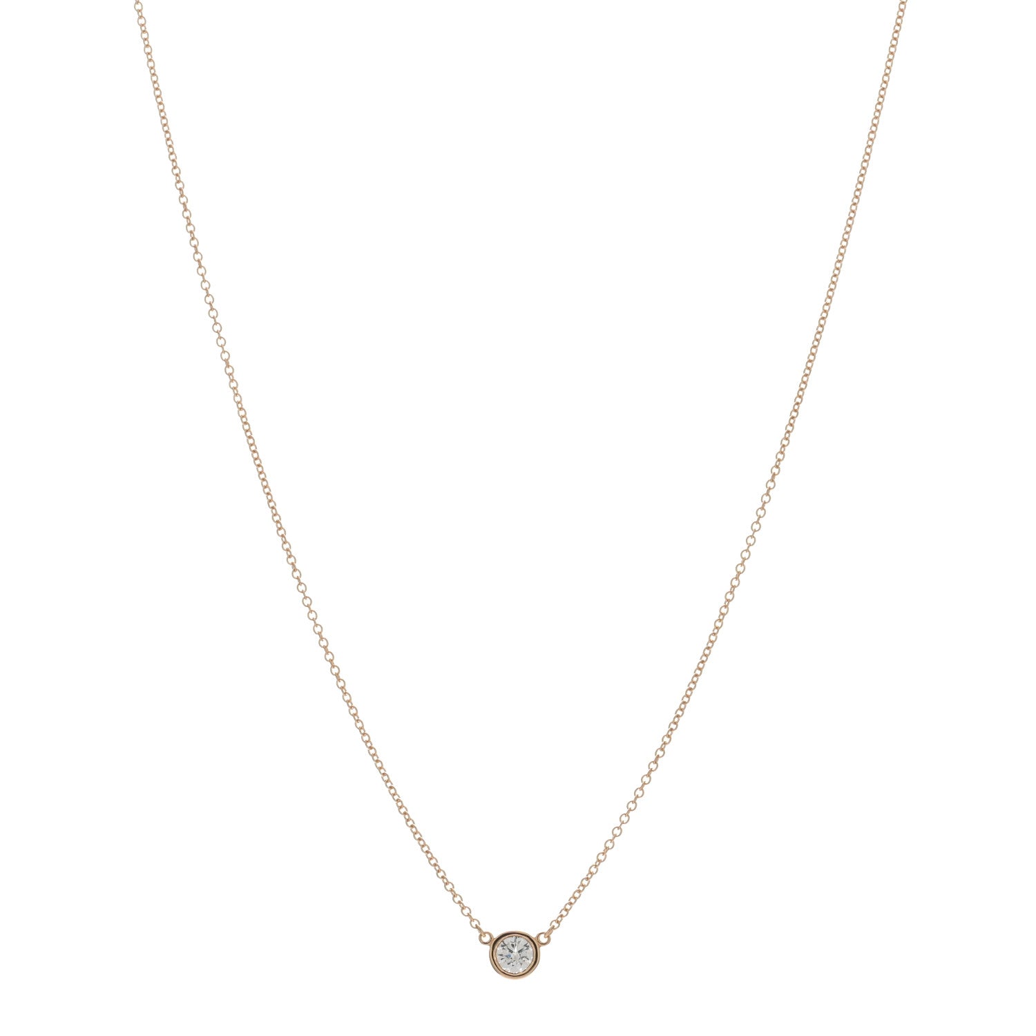 Tiffany 18K Rose Gold Diamond .25ct Elsa Peretti Diamonds by the Yard Pendant Necklace 1 of 3