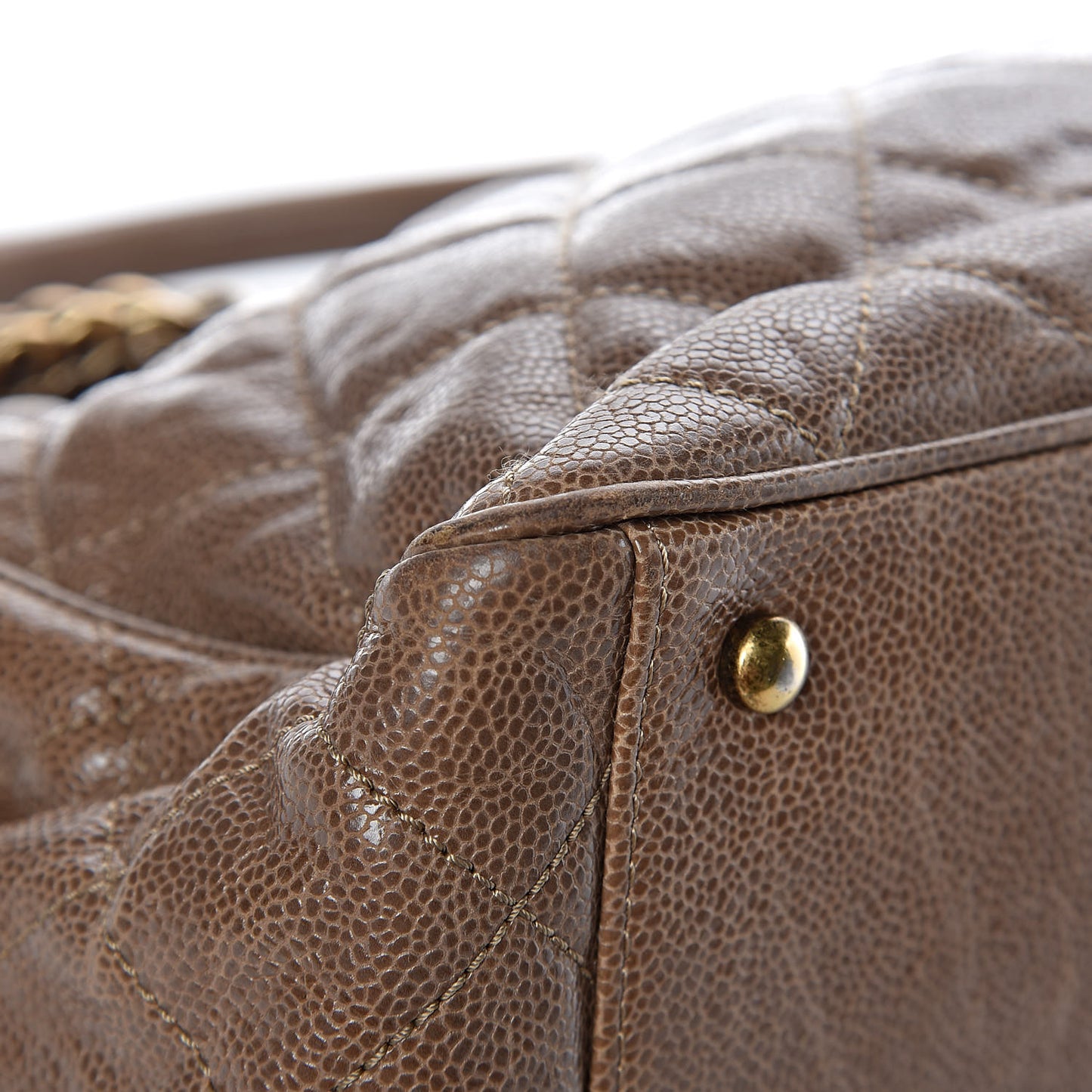 Glazed Caviar Quilted Small Shiva Tote Beige