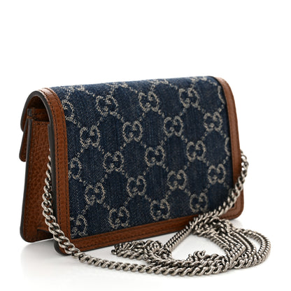 Gucci New Denim GG Monogram Dollar Calfskin Enamel Super Mini Dionysus Shoulder Bag Blue Tea Cuir Epilog Electric Blue 2 of 11