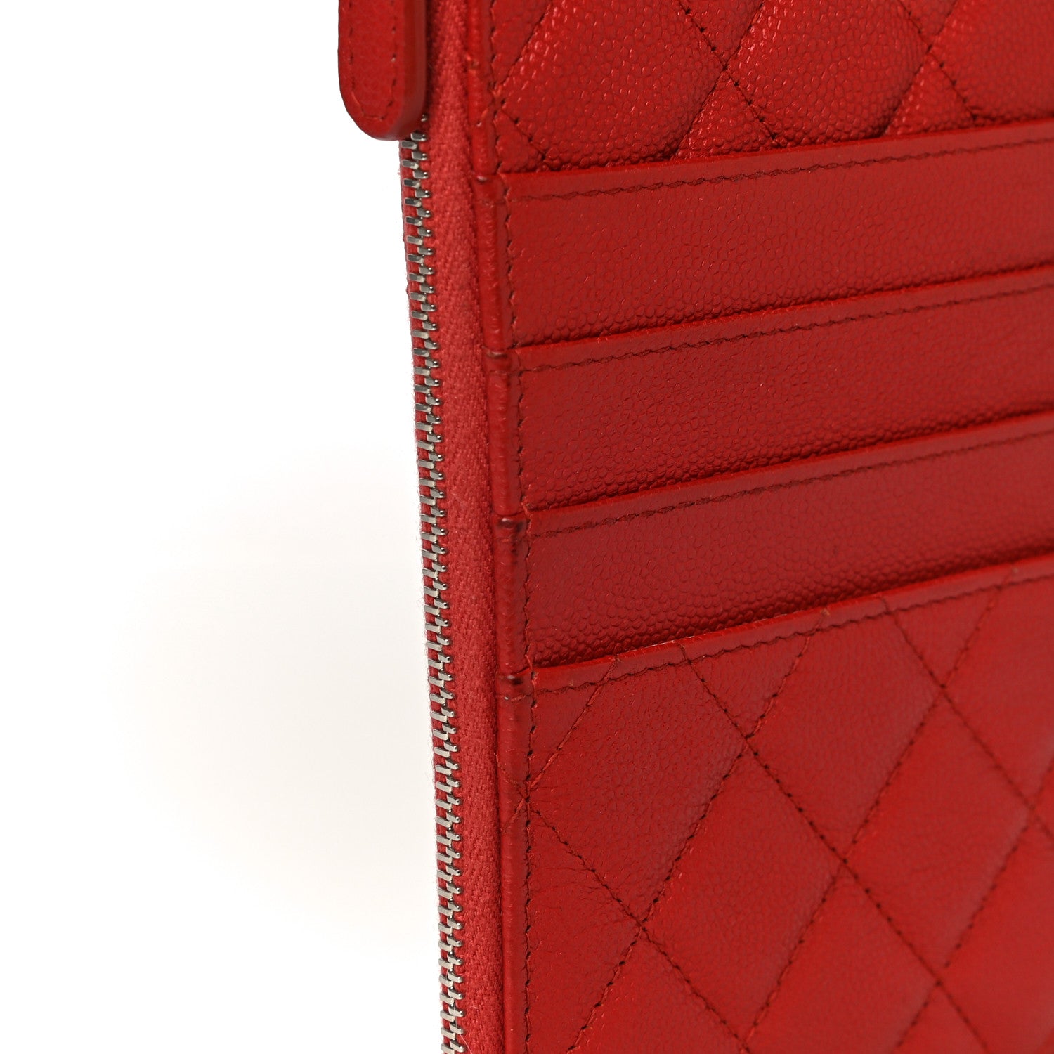 Chanel Caviar Quilted Classic Flat Wallet Pouch Red 10 of 12