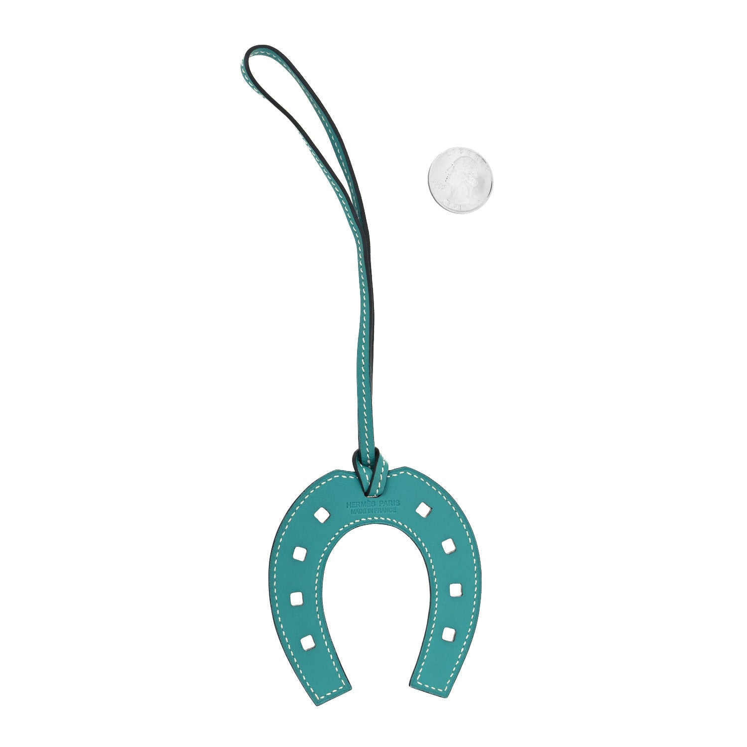 Hermes Swift Paddock Horseshoe Bag Charm Bleu Paon 2 of 3