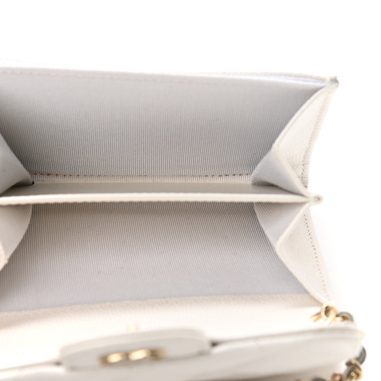 Chanel Caviar Quilted Flap Card Holder On Chain White 5 of 11